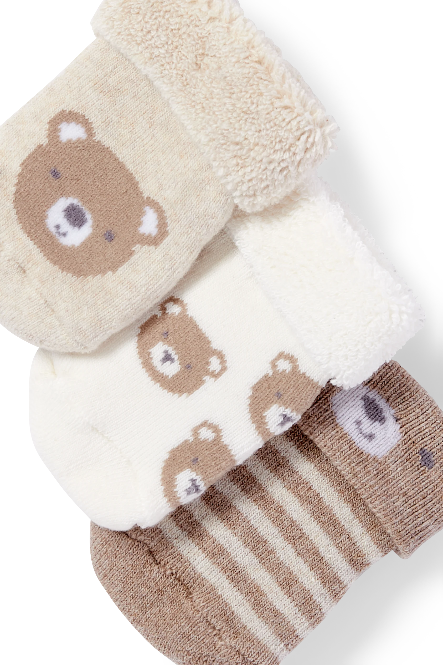 Multipack of 3 - teddy bear - newborn socks with motif