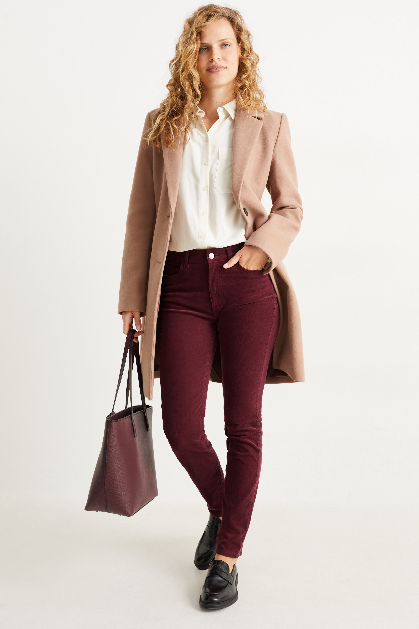 Corduroy trousers - high waist - straight fit