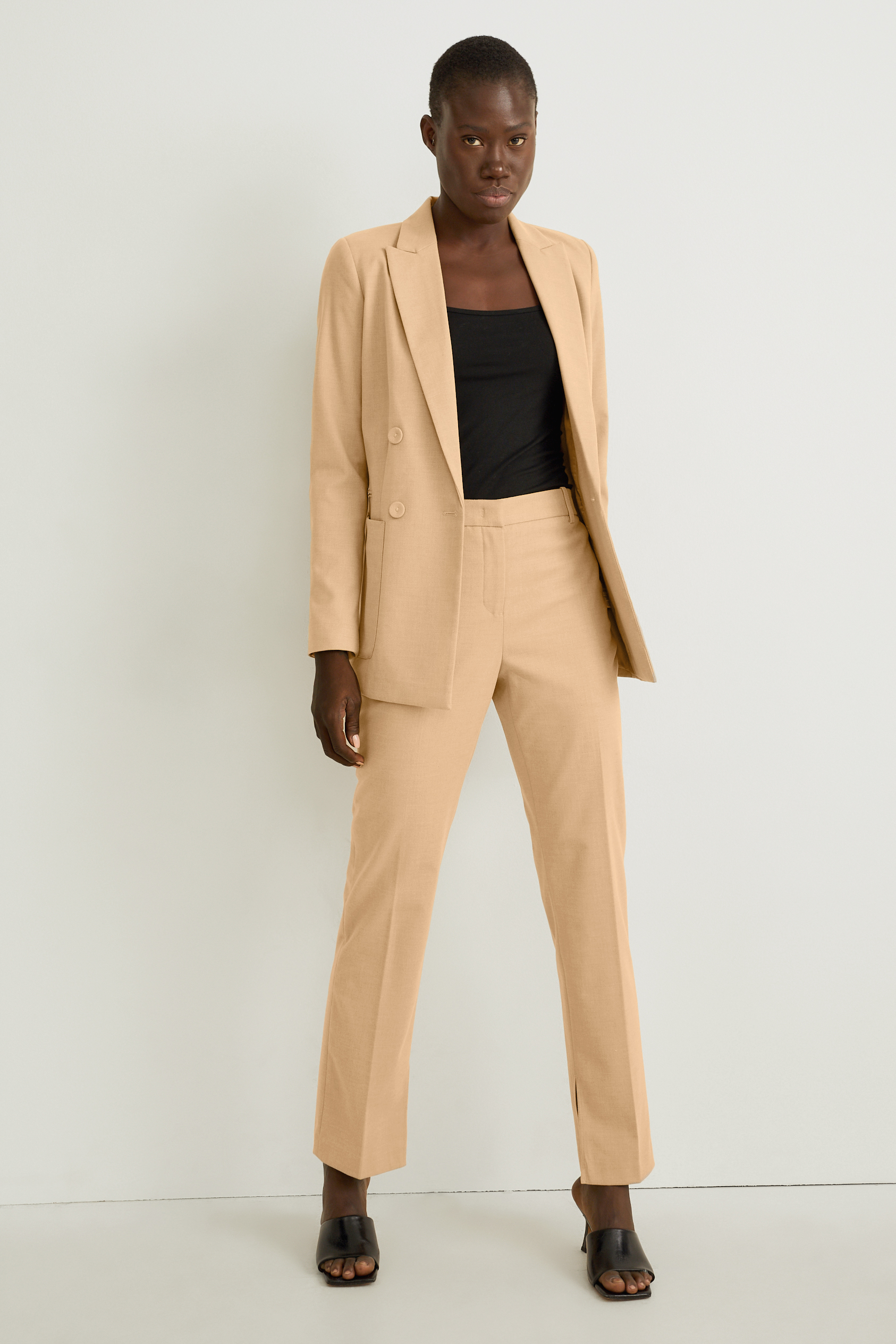 Cloth trousers - mid-rise waist - straight fit