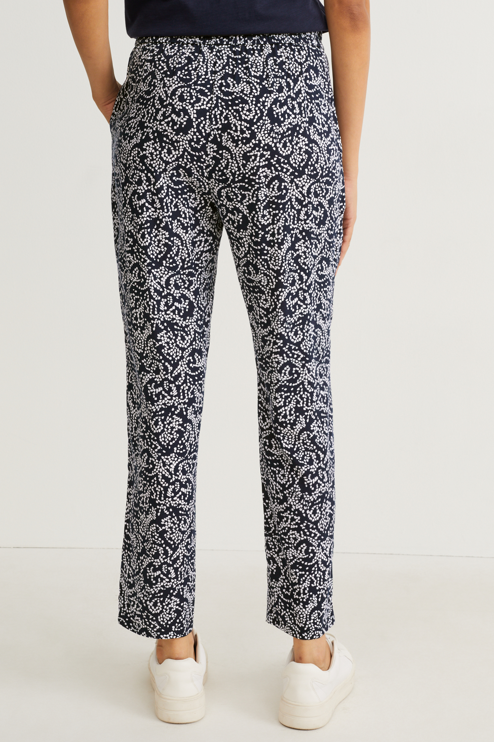 Cloth trousers - high-rise waist - tapered fit - patterned