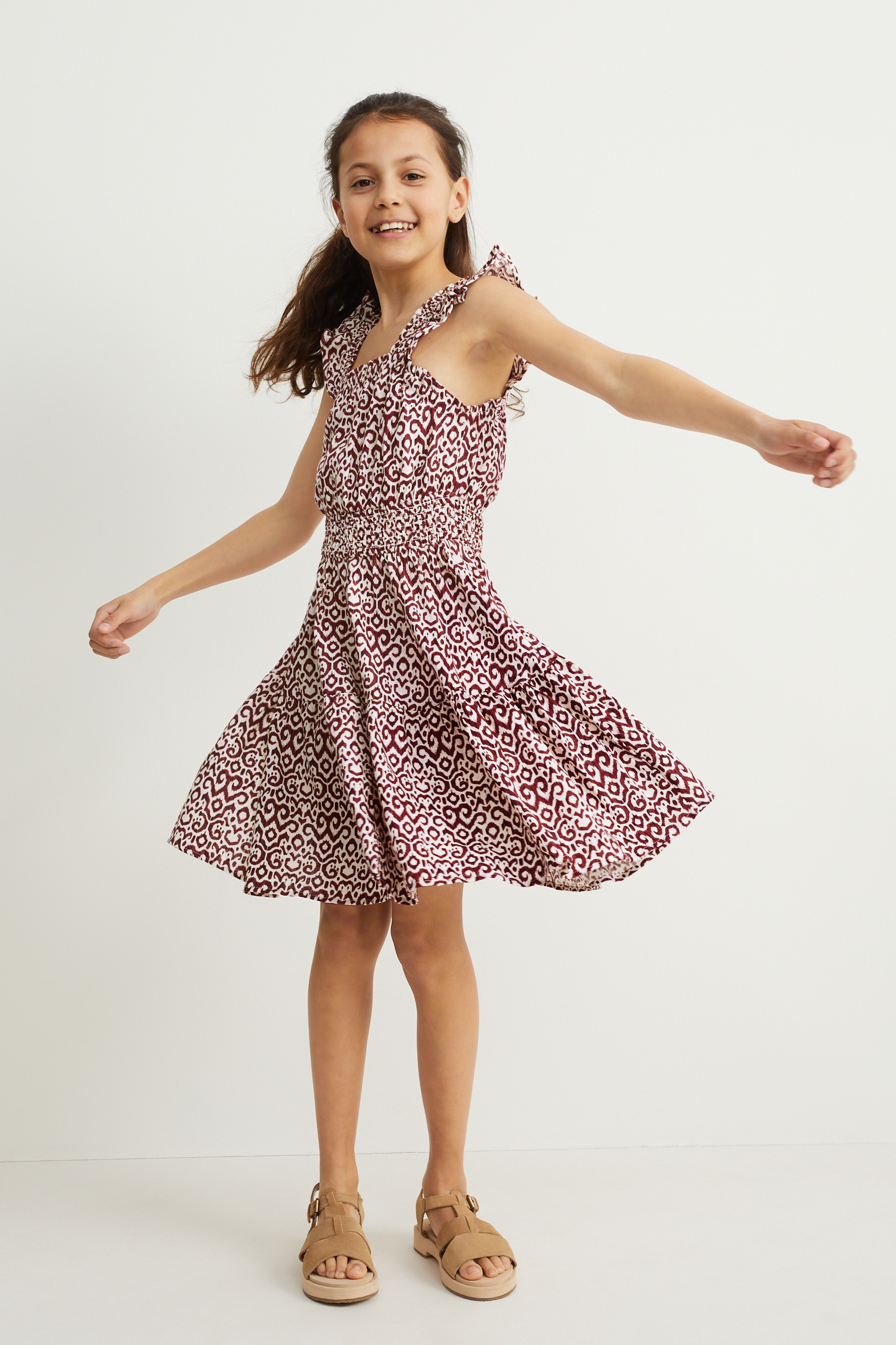 Dress - linen blend - patterned