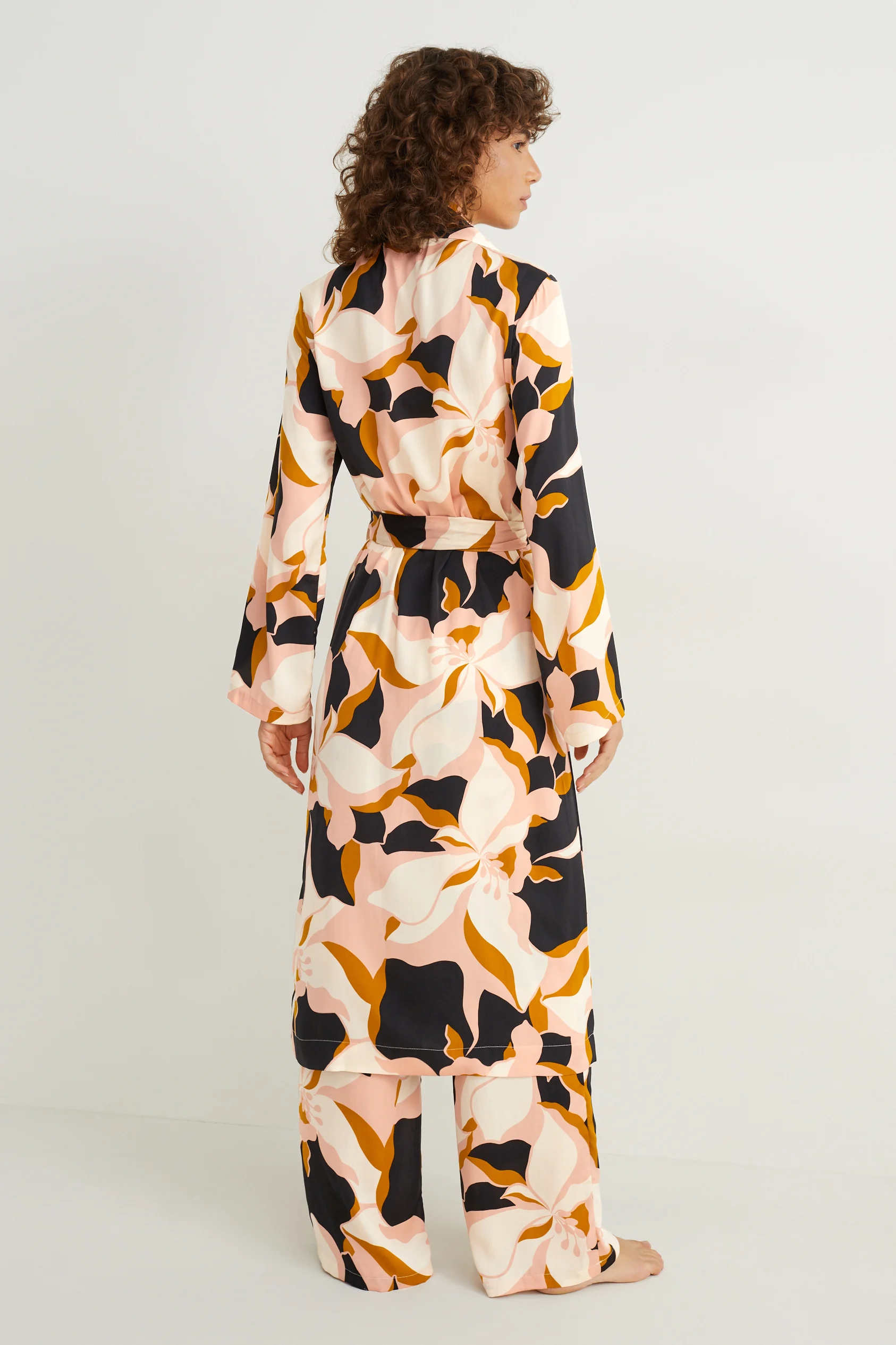 Satin dressing gown - floral