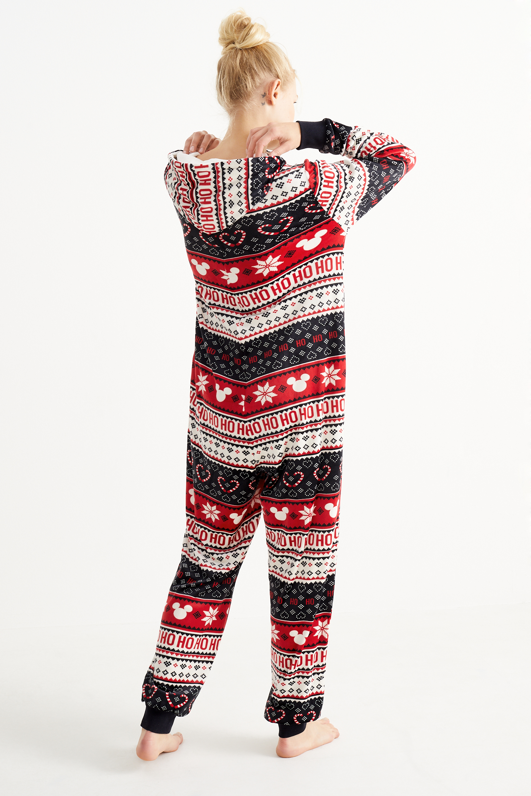 Christmas fleece onesie with hood - Mickey Mouse