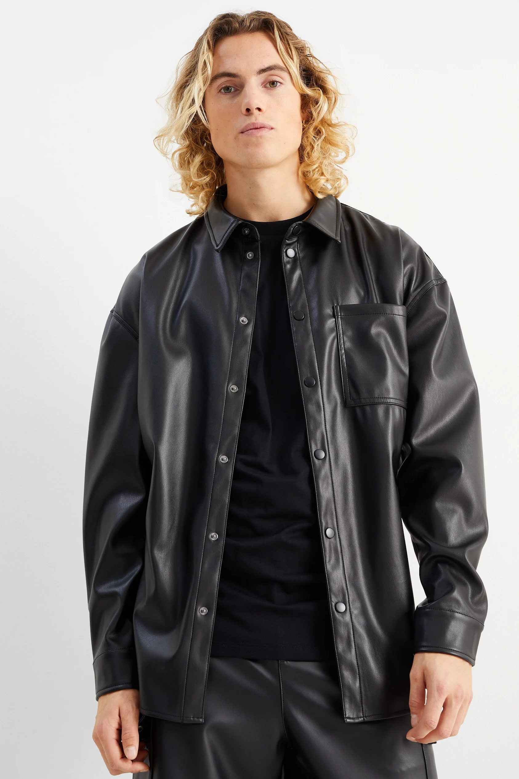Shirt jacket - faux leather