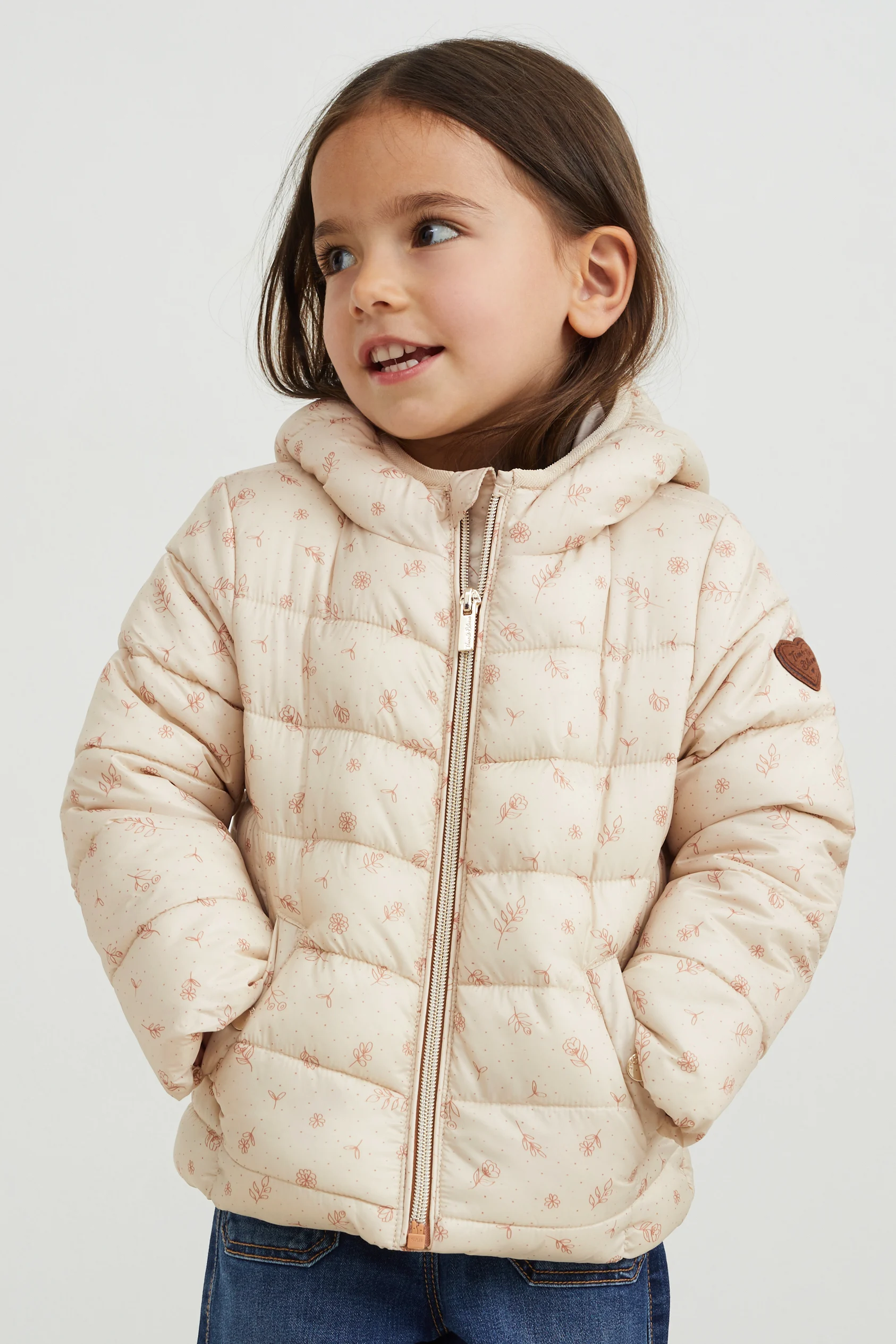 Quilted jacket with hood - floral