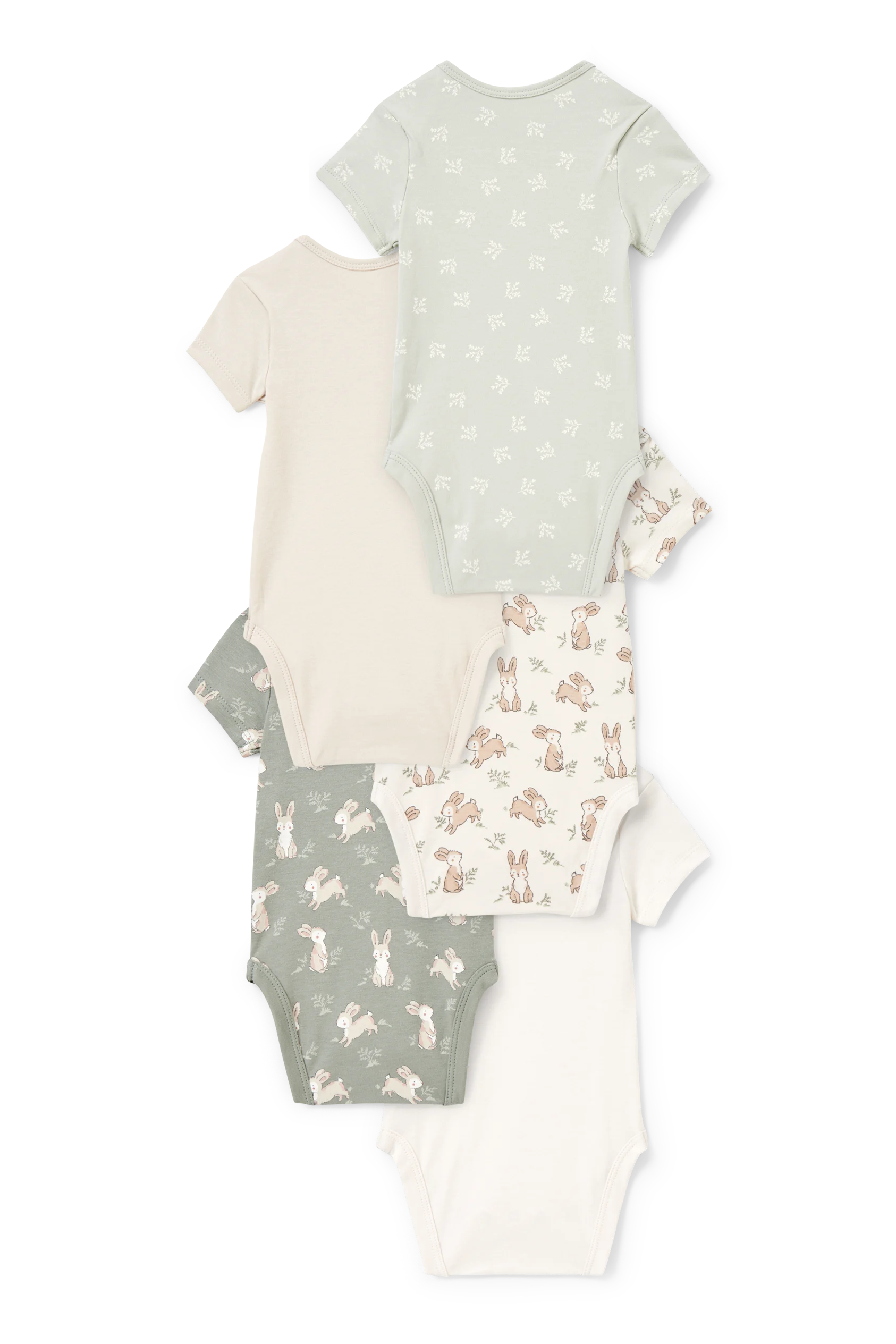 Multipack of 5 - rabbit - baby bodysuit