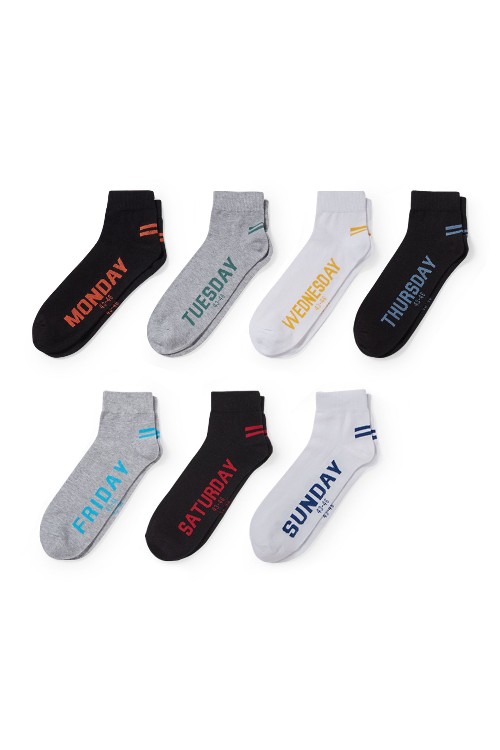 Multipack of 7 - short socks with motif - days of the week