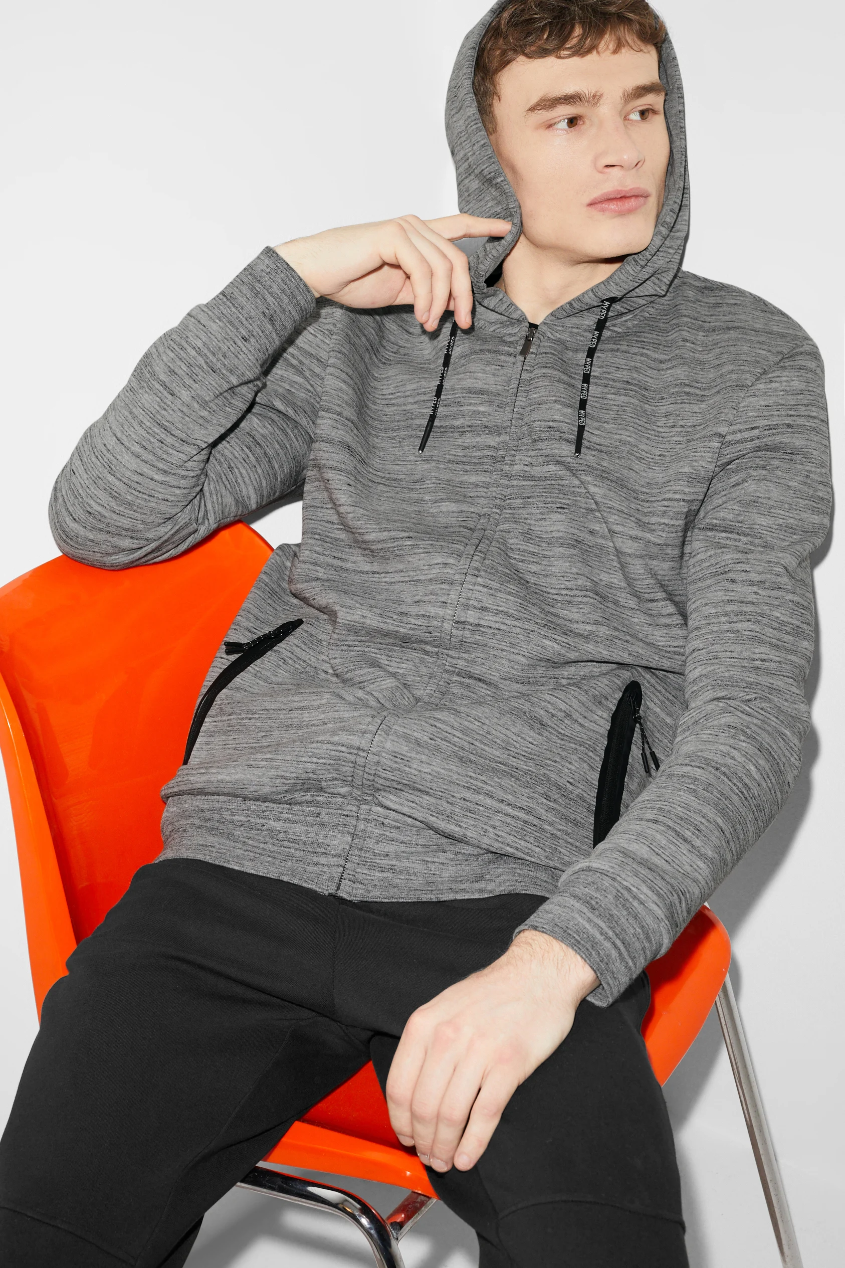 Zip-through sweatshirt with hood