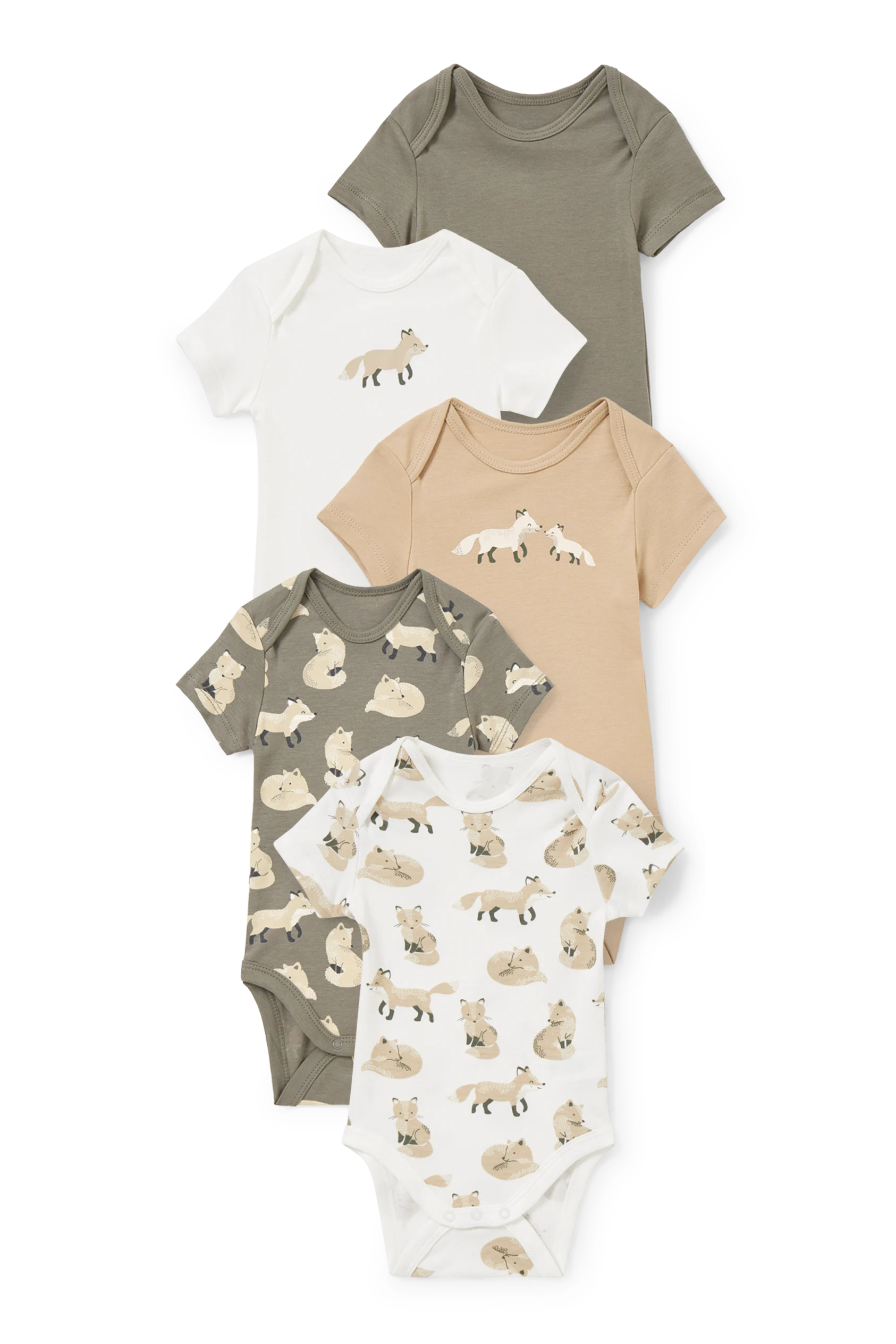 Multipack of 5 - fox - baby bodysuit
