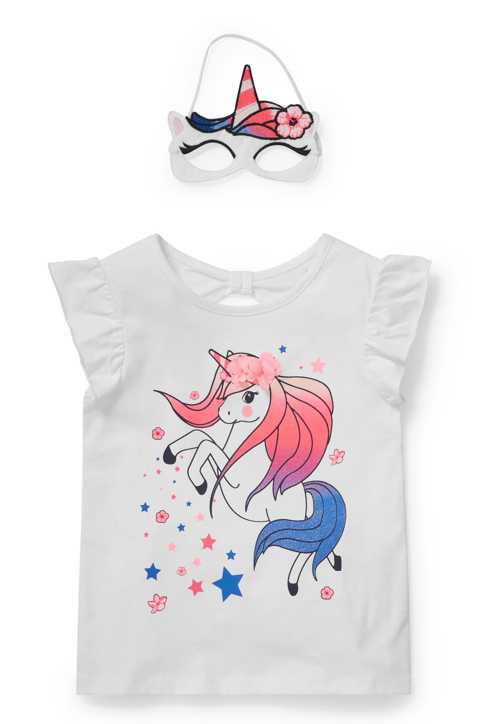 Unicorn - Set - short sleeve T-shirt and mask - 2 piece