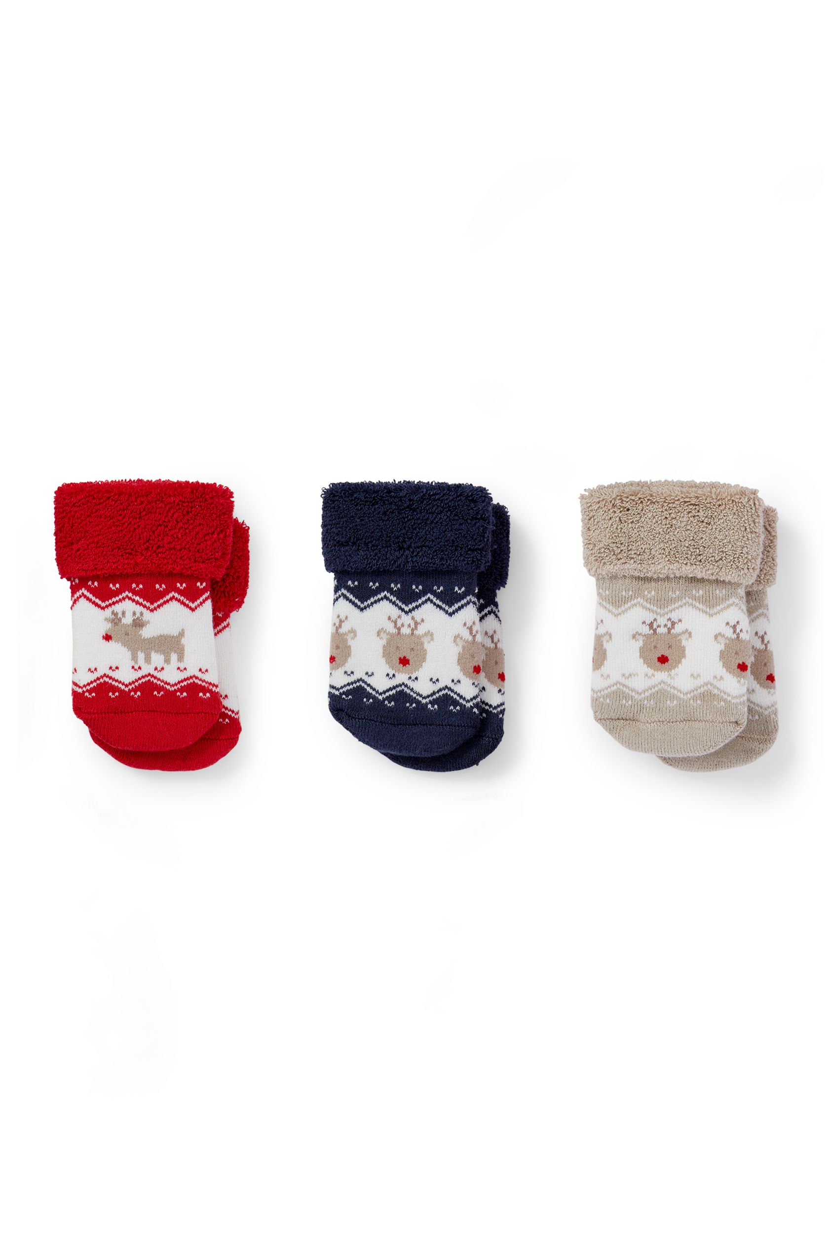 Multipack of 3 - Rudolf - newborn Christmas socks