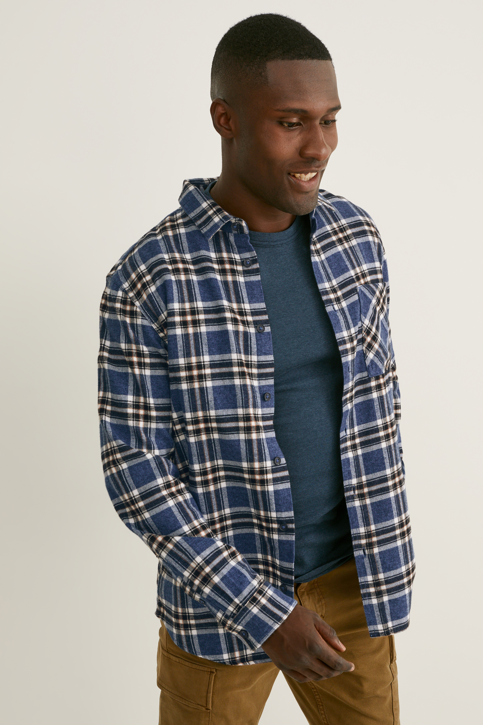 Flannel shirt - regular fit - Kent collar - check