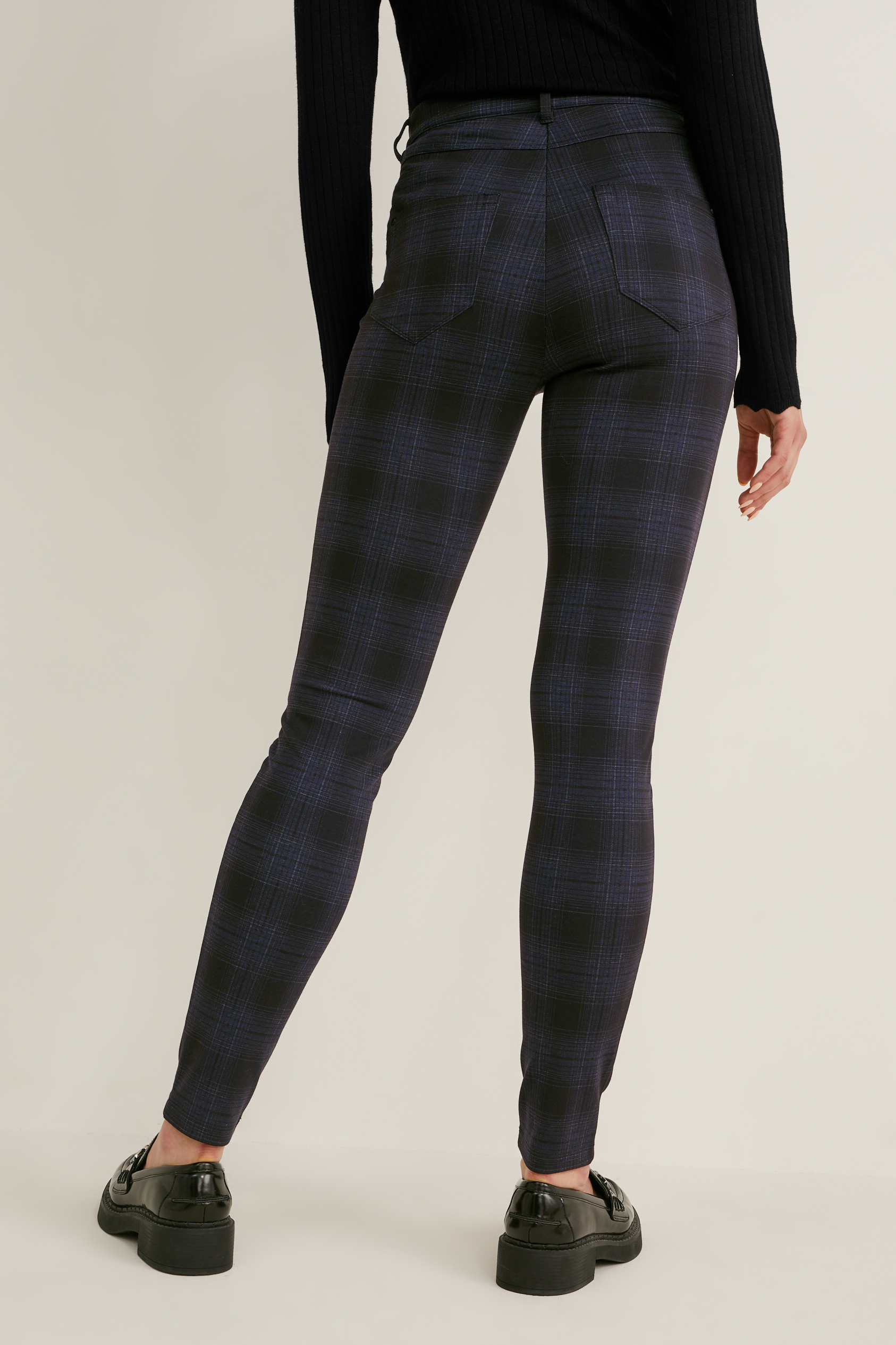 Cloth trousers - high waist - skinny fit - check