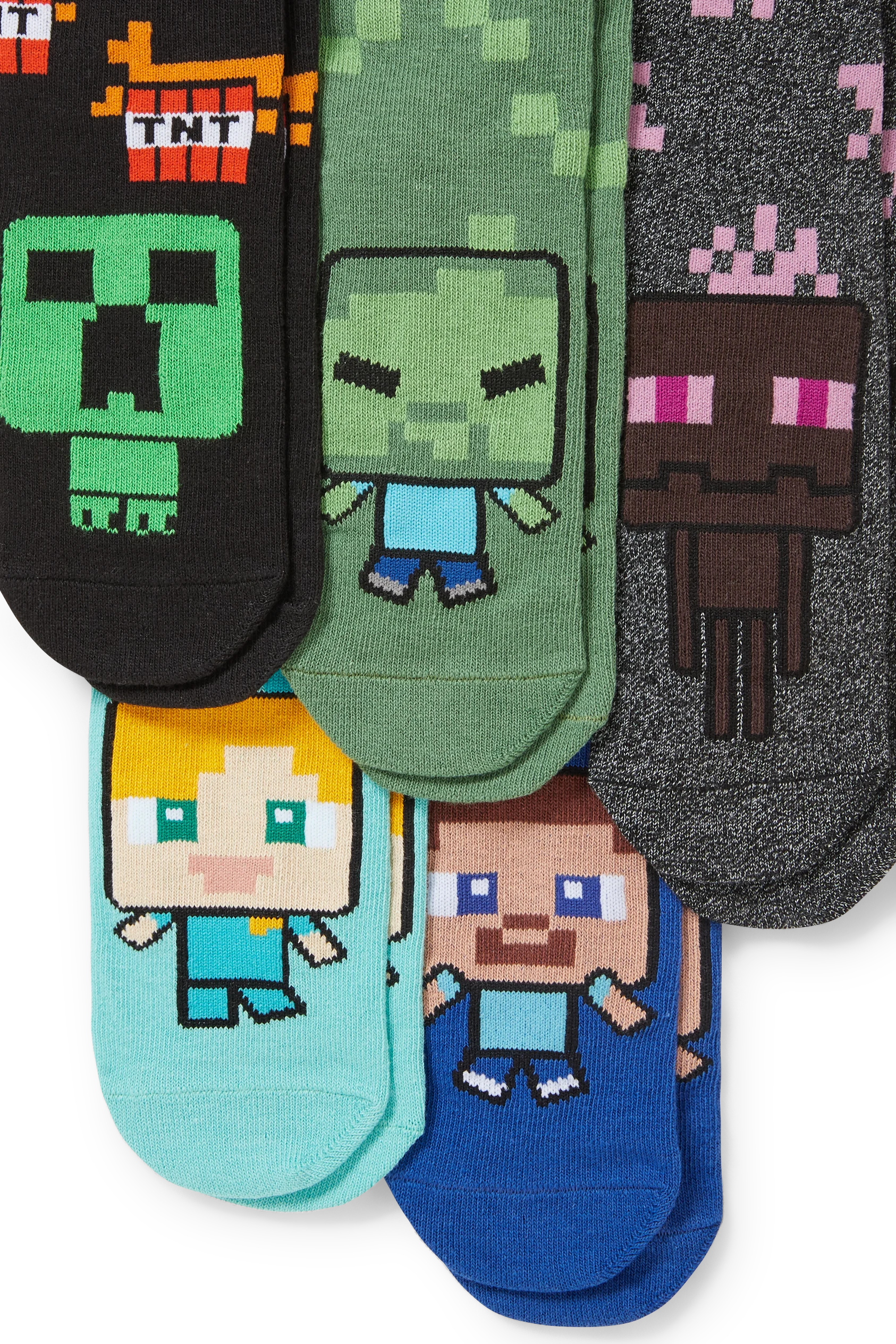 Multipack of 5 - Minecraft - socks with motif