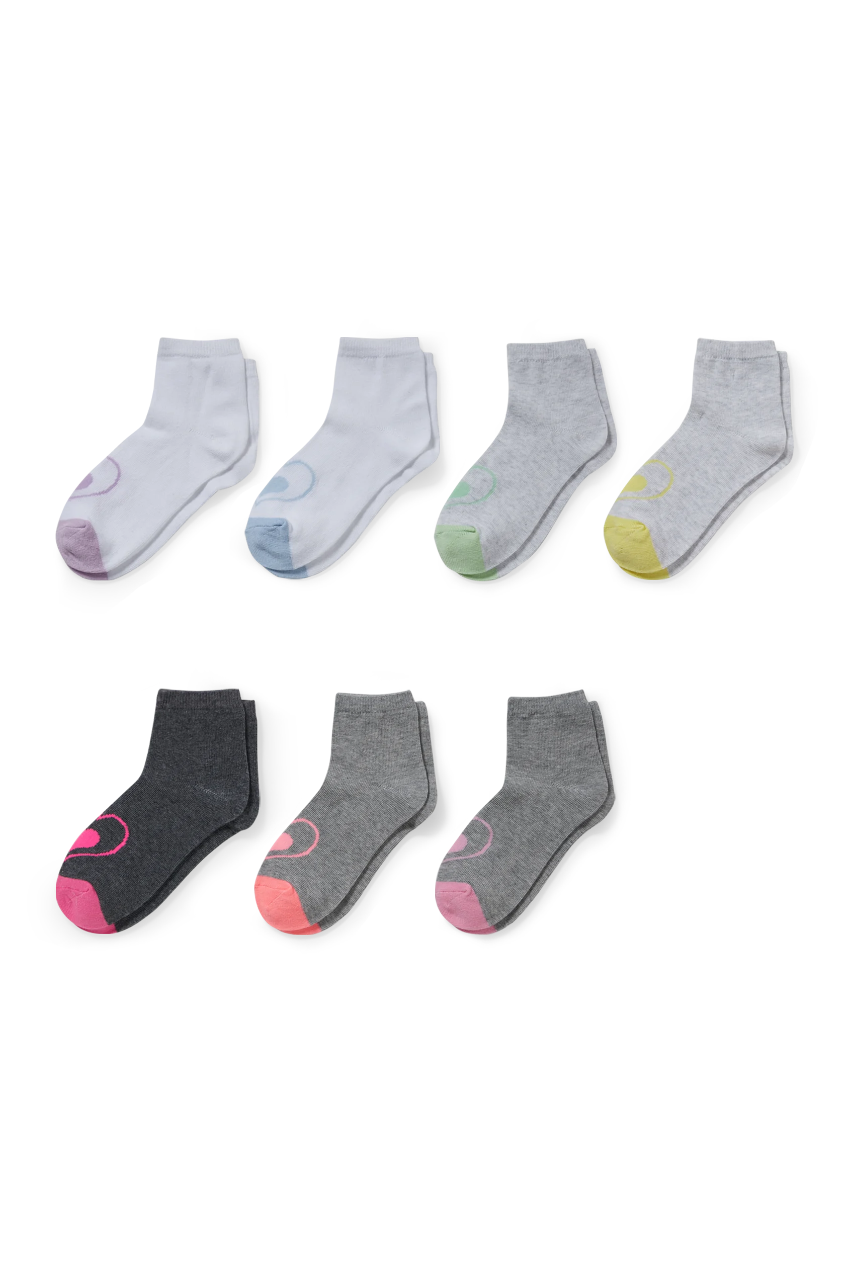 Multipack of 7 - heart - short socks with motif