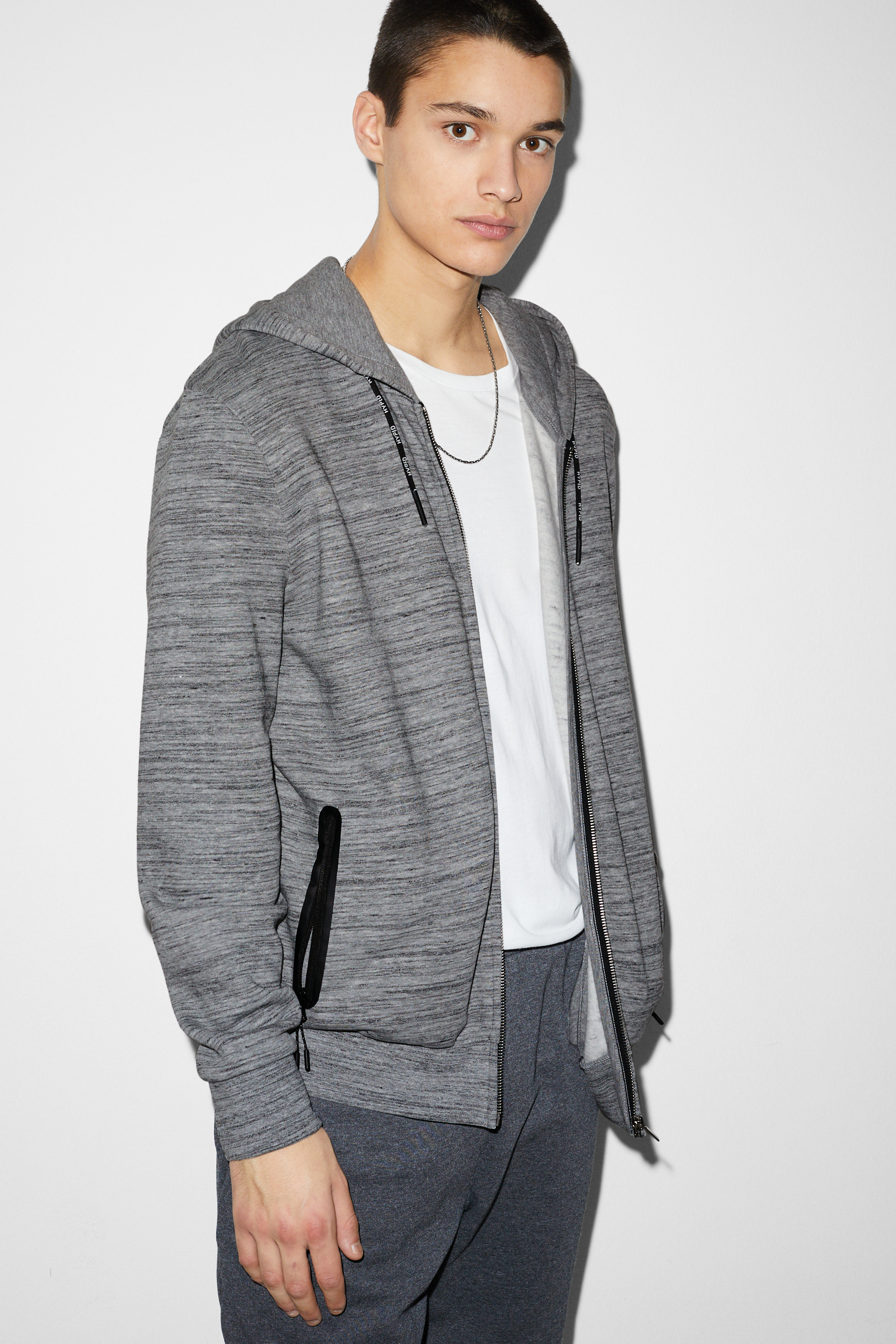 Zip-through sweatshirt with hood