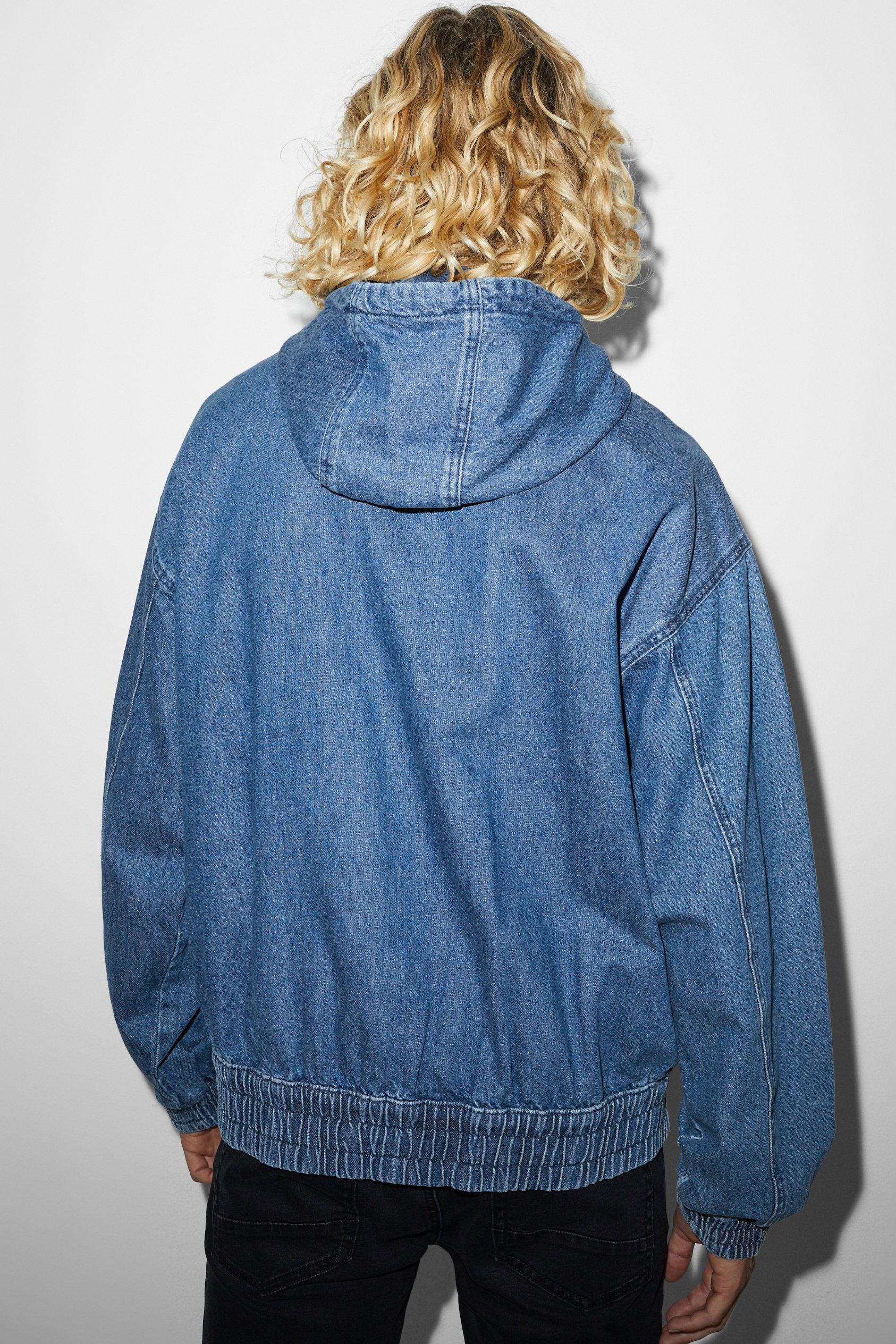 Denim jacket with hood