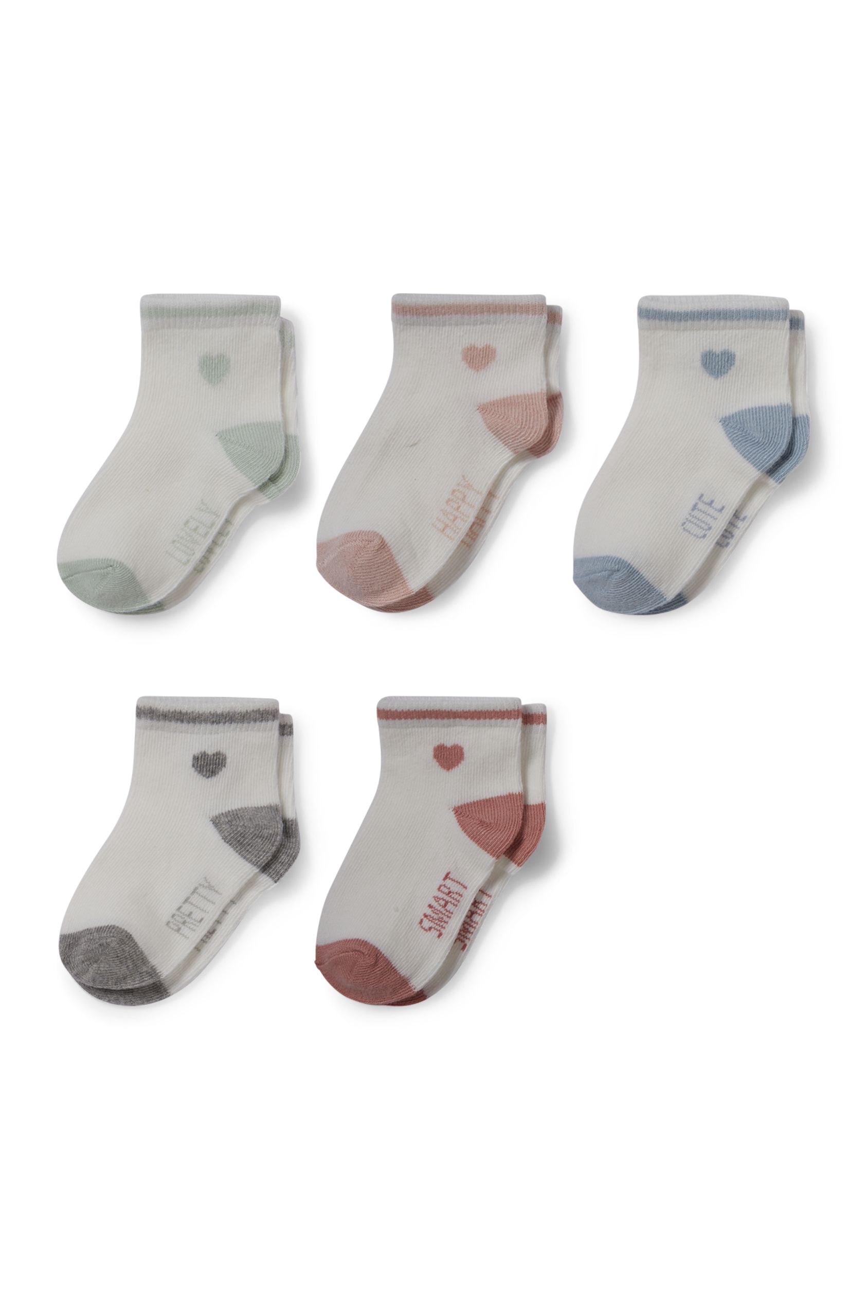 Multipack of 5 - little heart - baby socks with motif