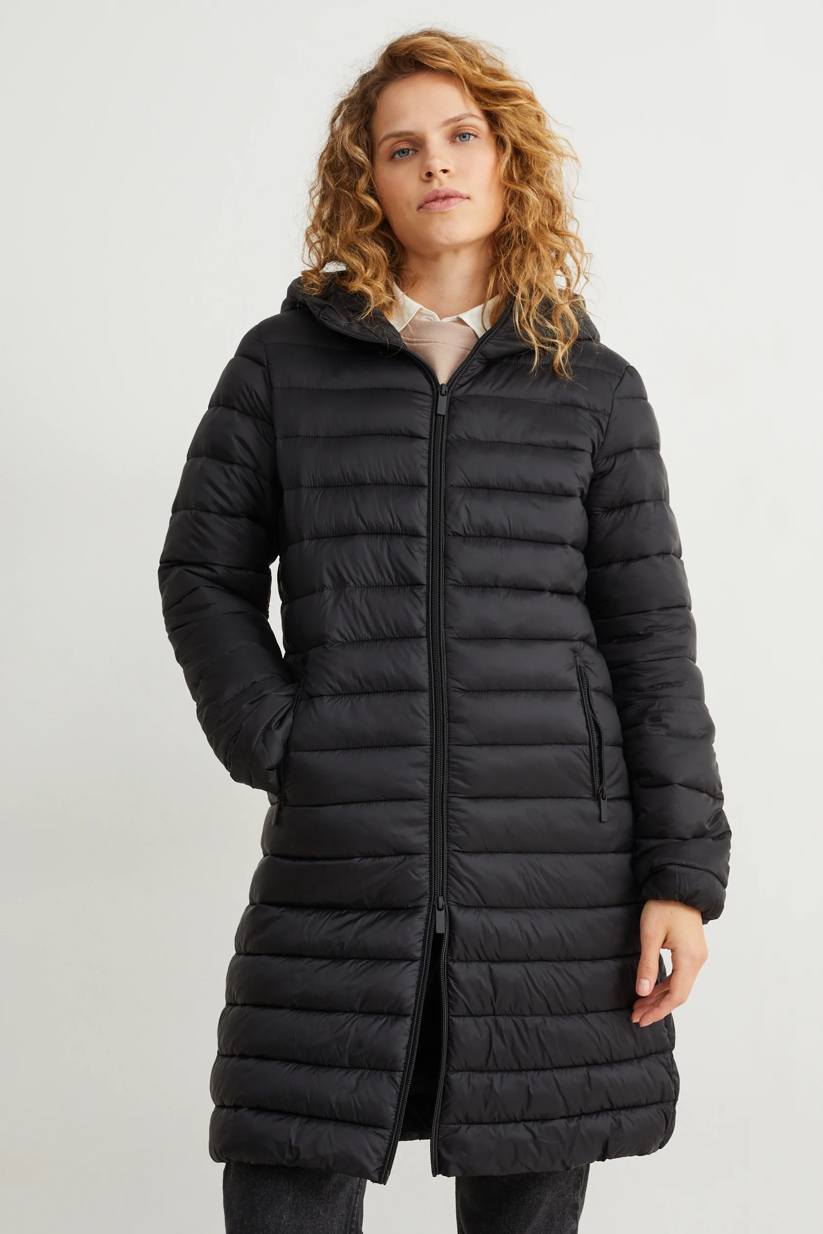 Quilted coat with hood