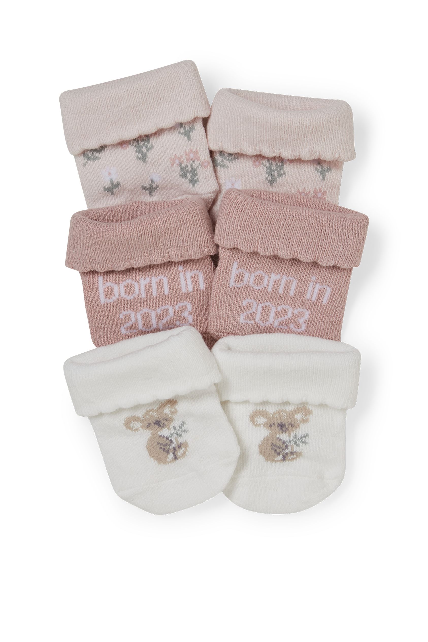Multipack of 3 - koala - newborn socks with motif