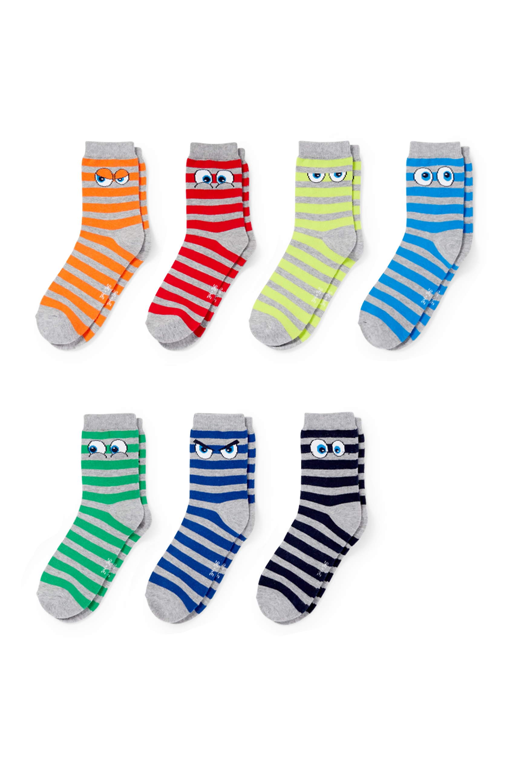 Multipack of 7 - eyes - socks with motif - striped