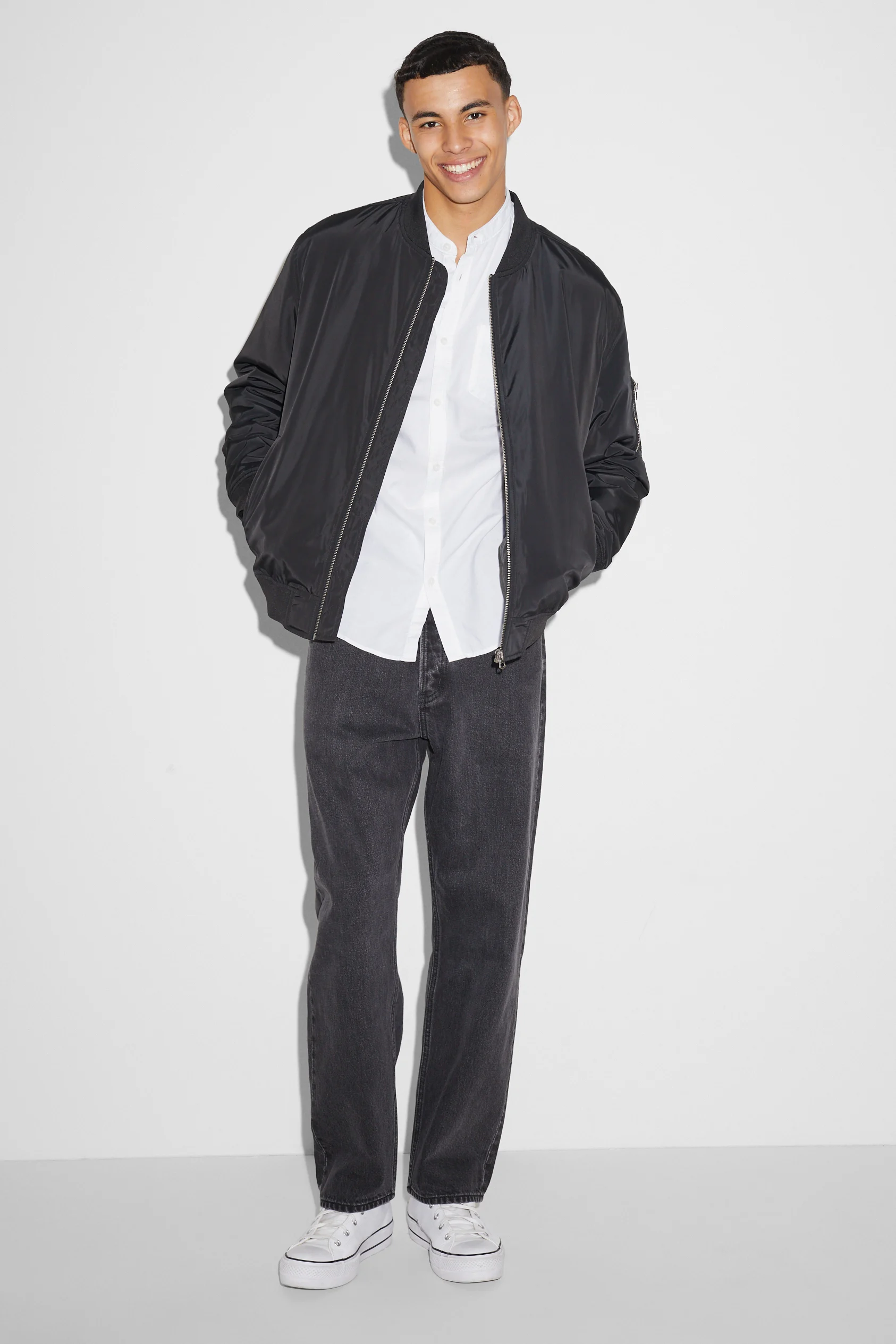 Shirt - regular fit - band collar