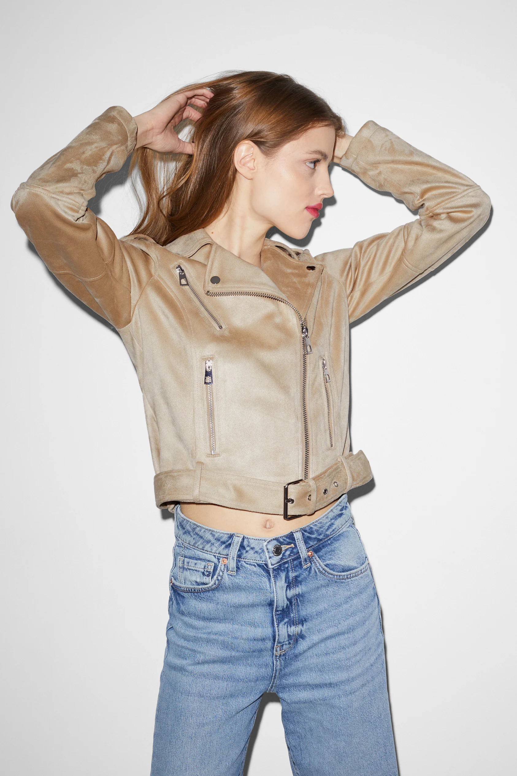 CLOCKHOUSE - biker jacket - faux suede