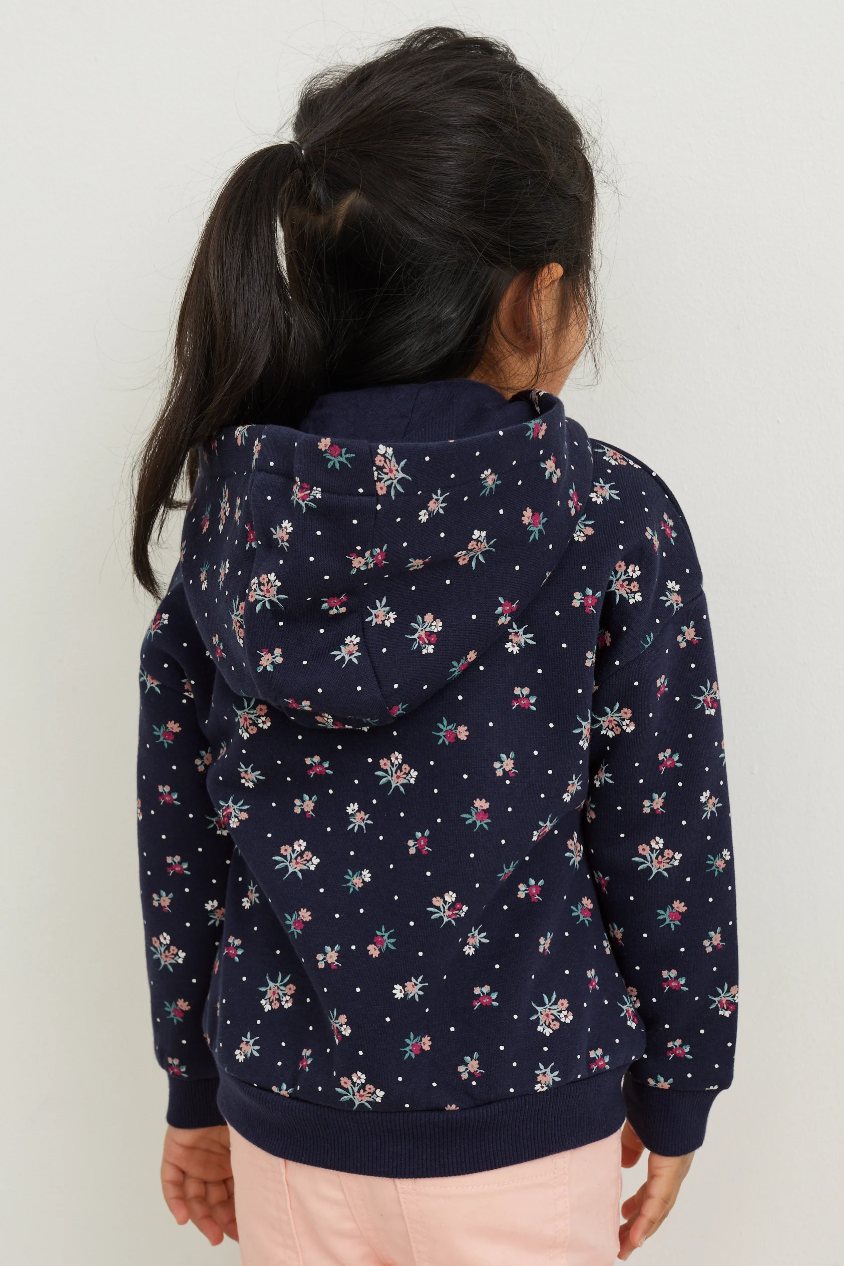 Zip-through sweatshirt with hood - floral