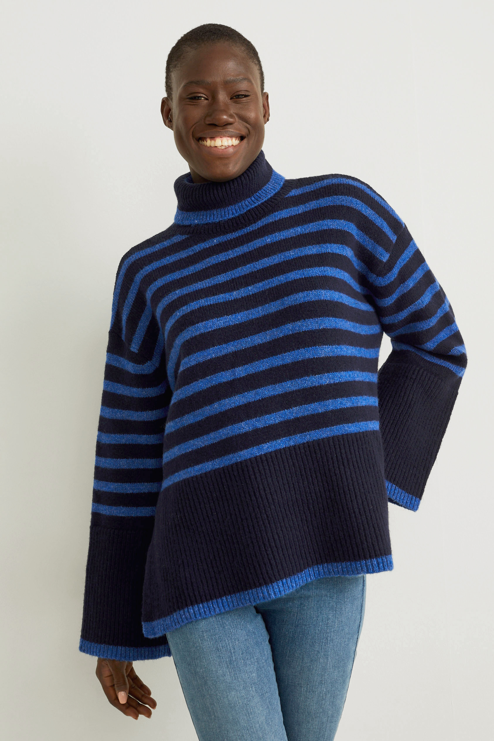 Polo neck jumper - striped