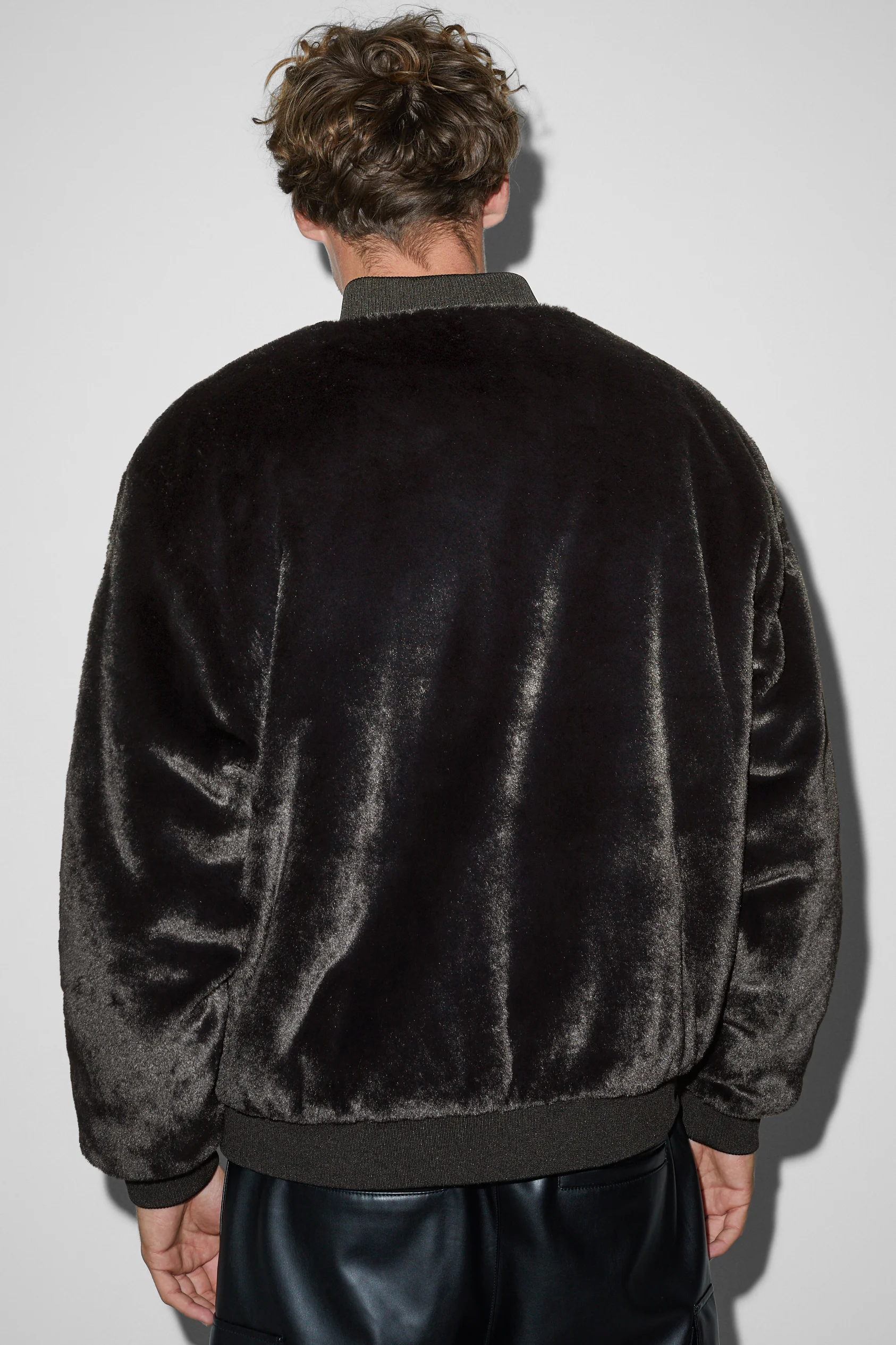 Faux fur bomber jacket