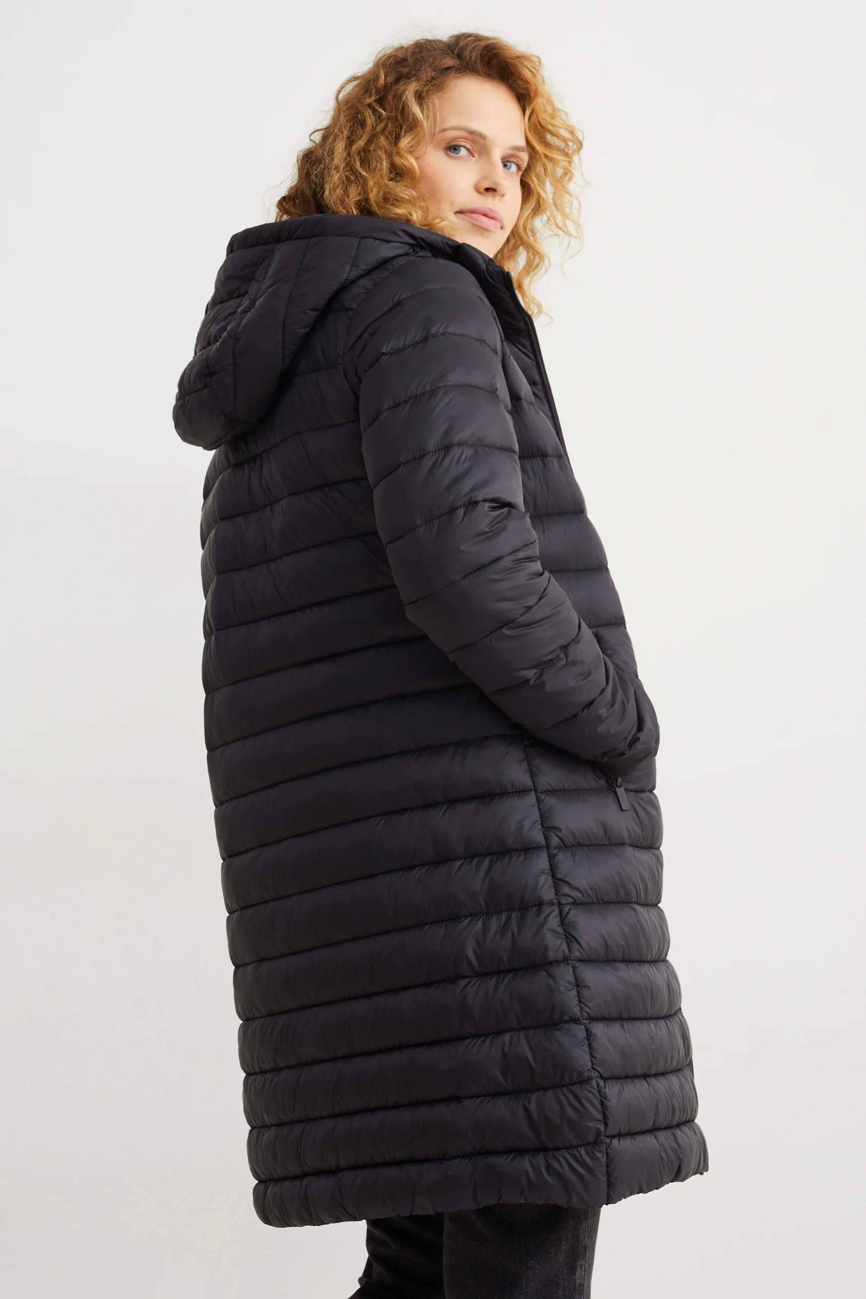 Quilted coat with hood