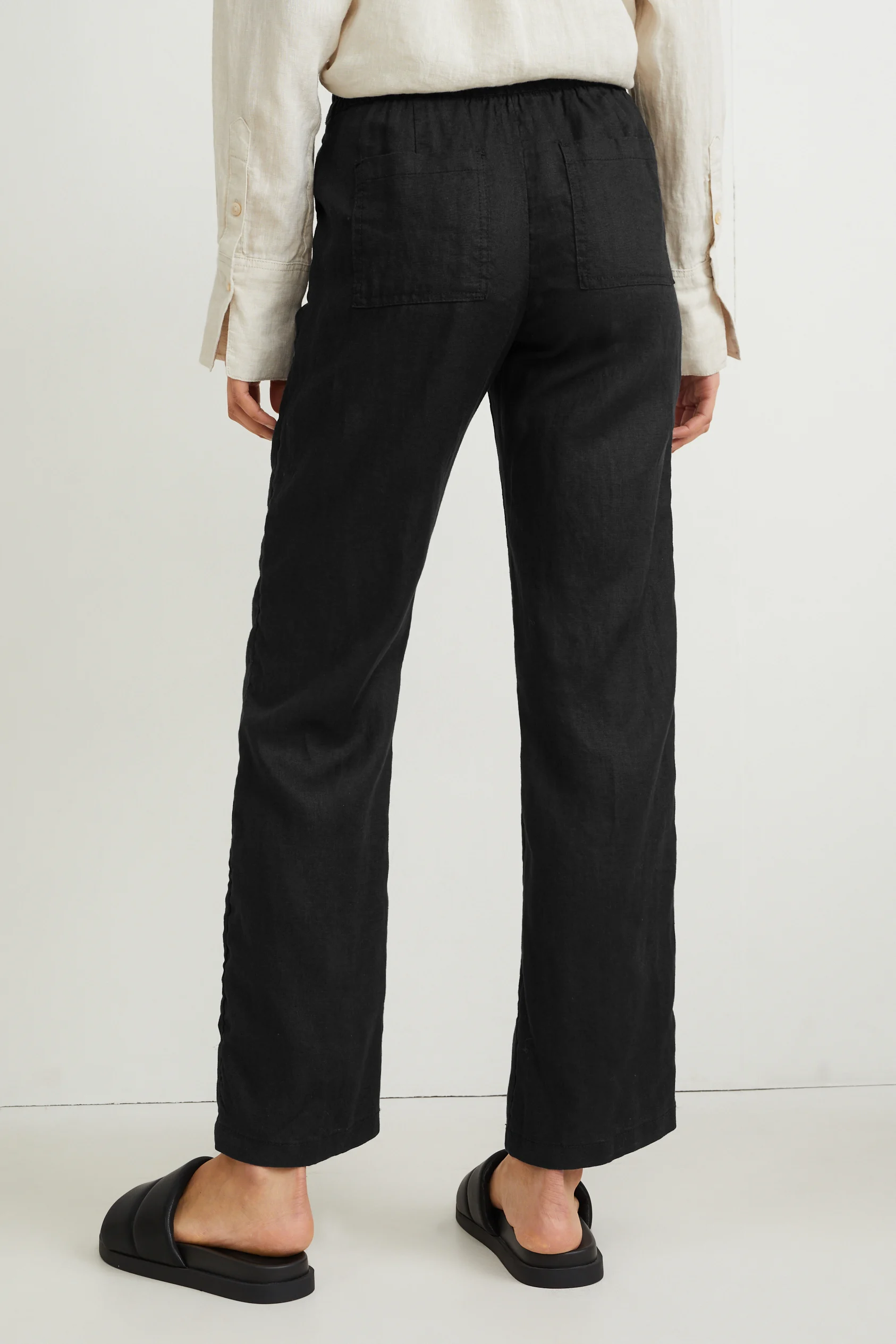 Basic linen trousers - mid-rise waist - regular fit