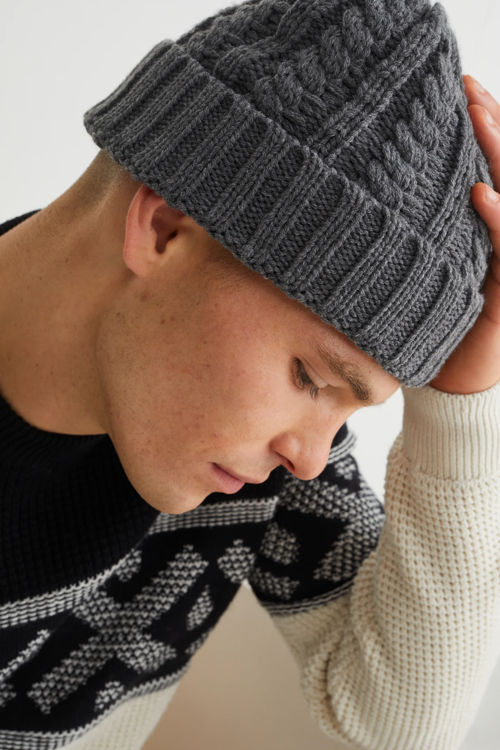 Knitted hat - cable knit pattern