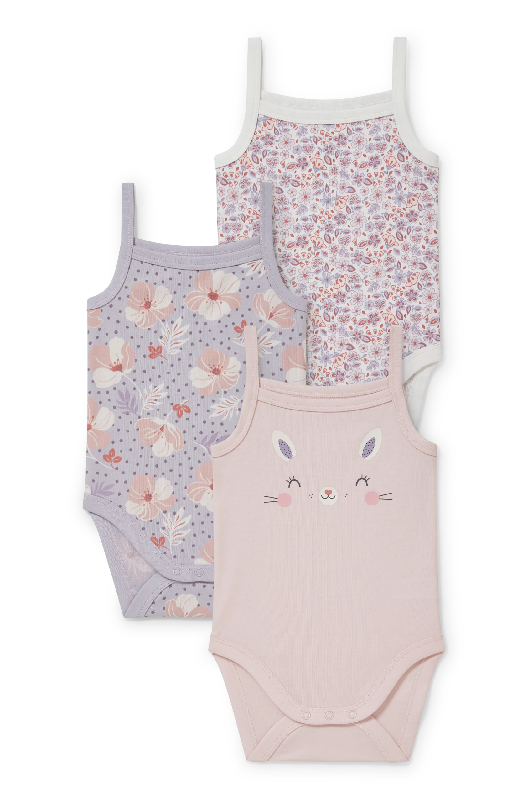 Multipack of 3 - baby bodysuit - floral