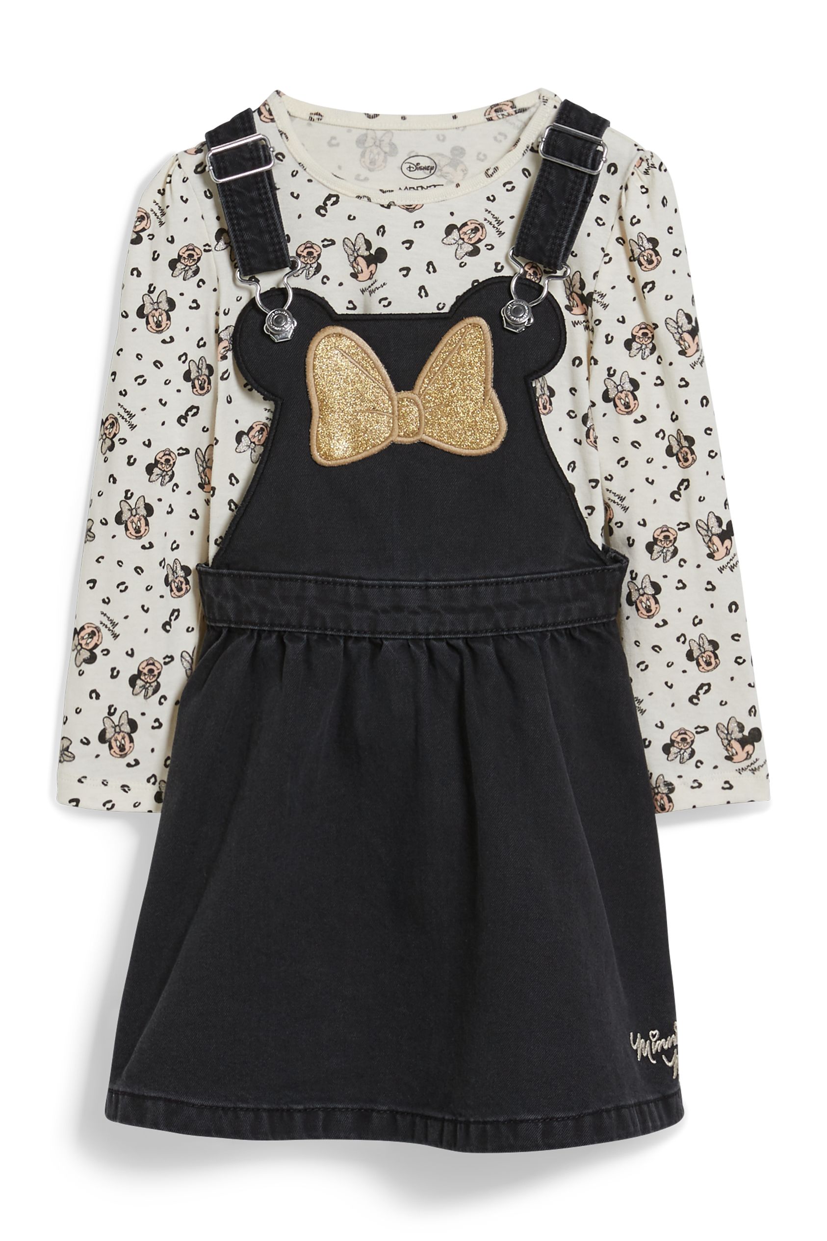 Minnie Mouse - set - denim pinafore dress and long sleeve top