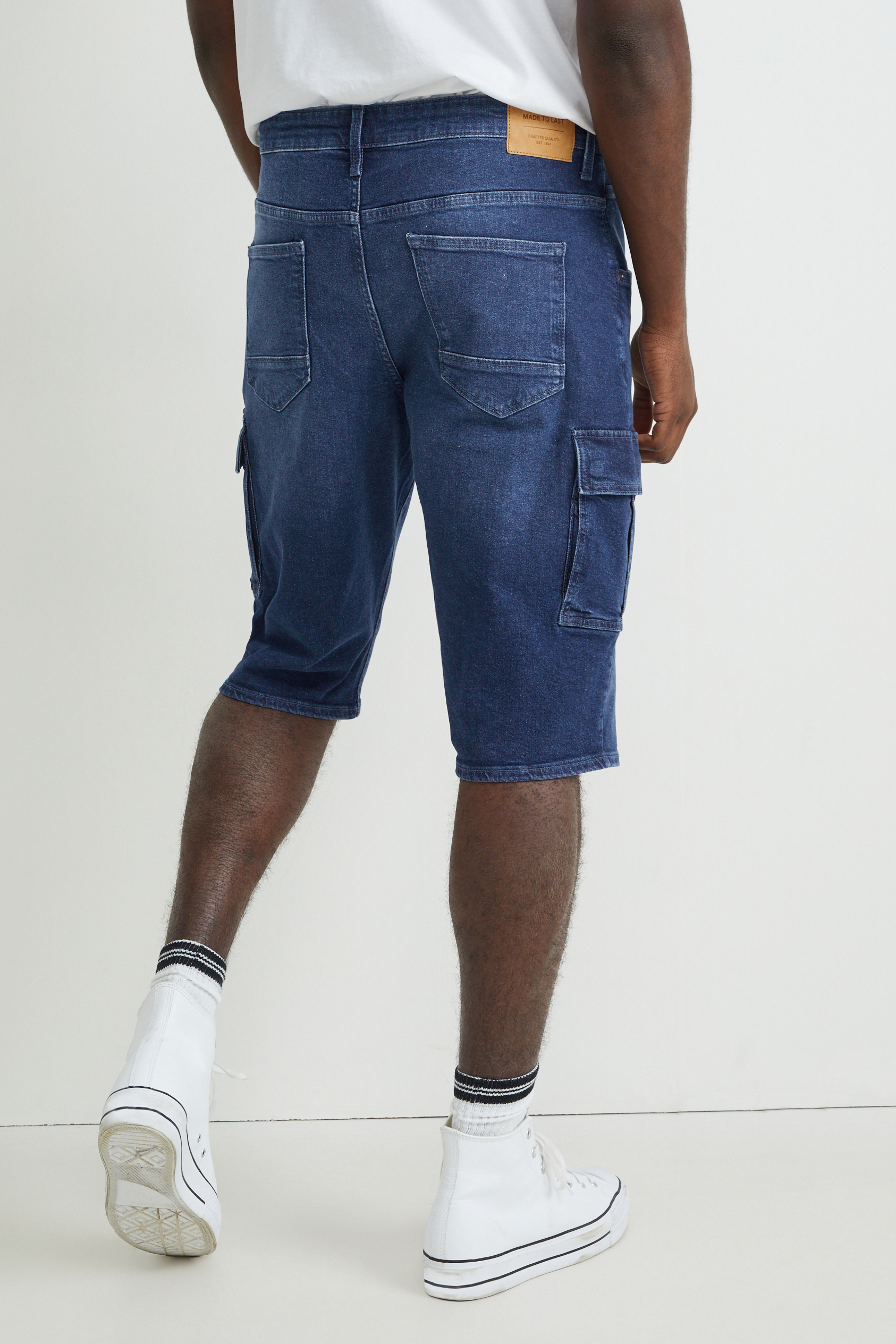 Denim cargo shorts