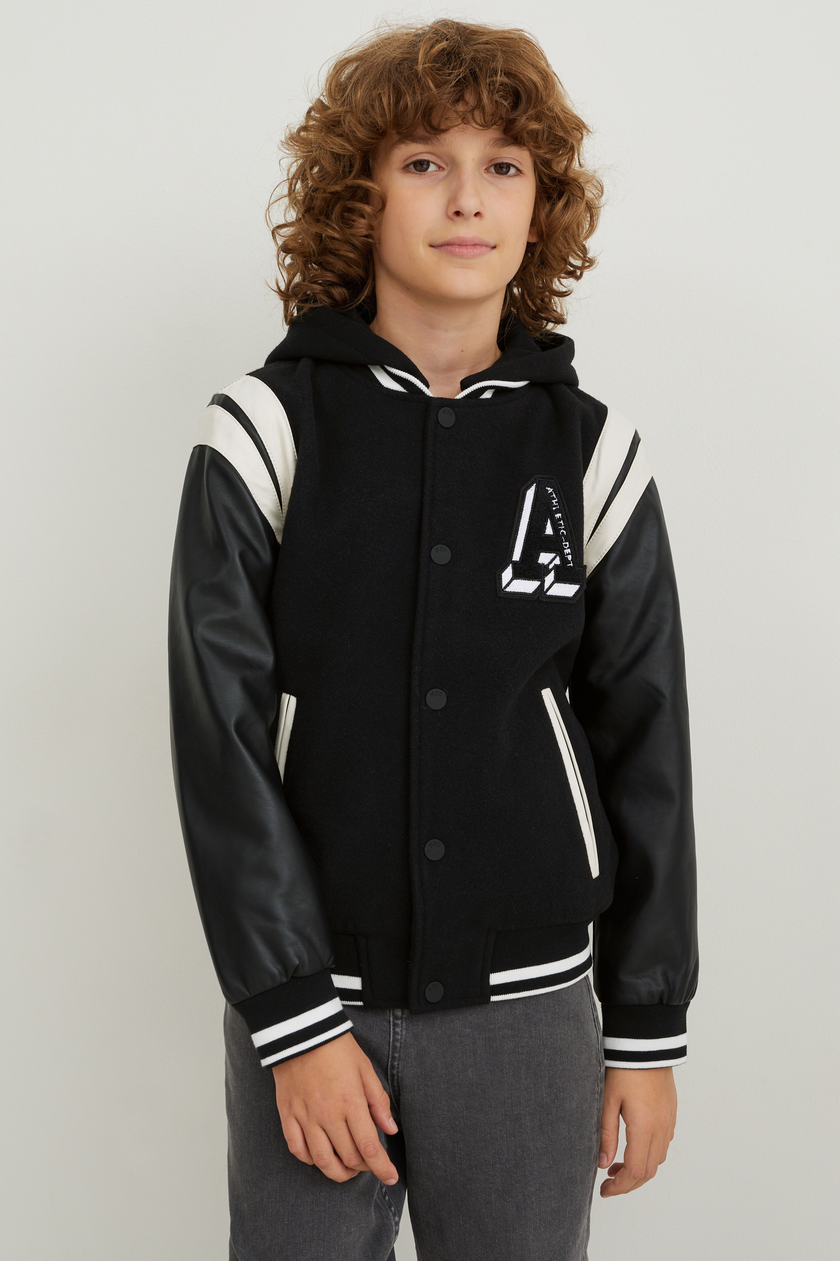 Bomber jacket with hood