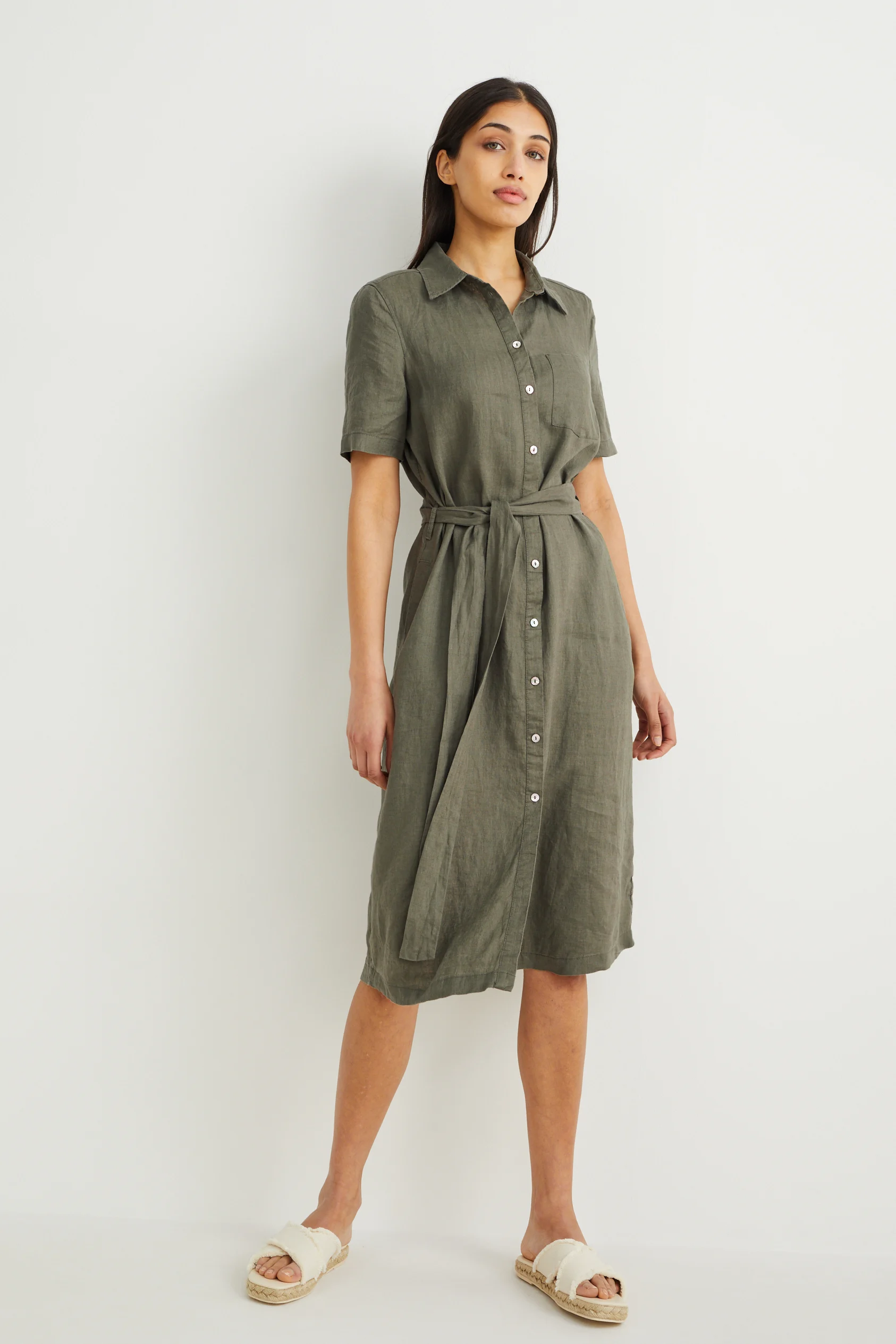 Linen shirt dress