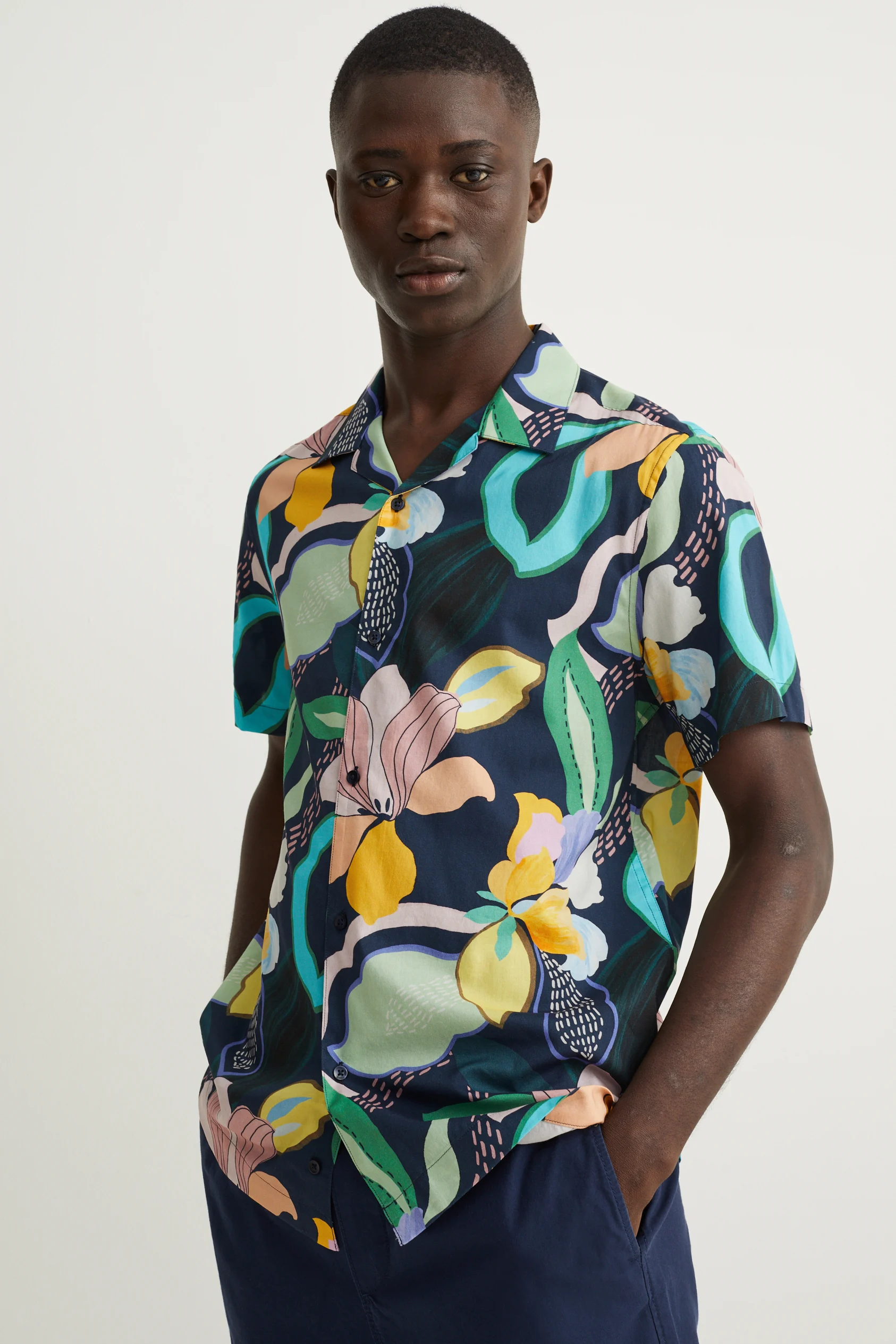 Shirt - slim fit - lapel collar - easy-iron