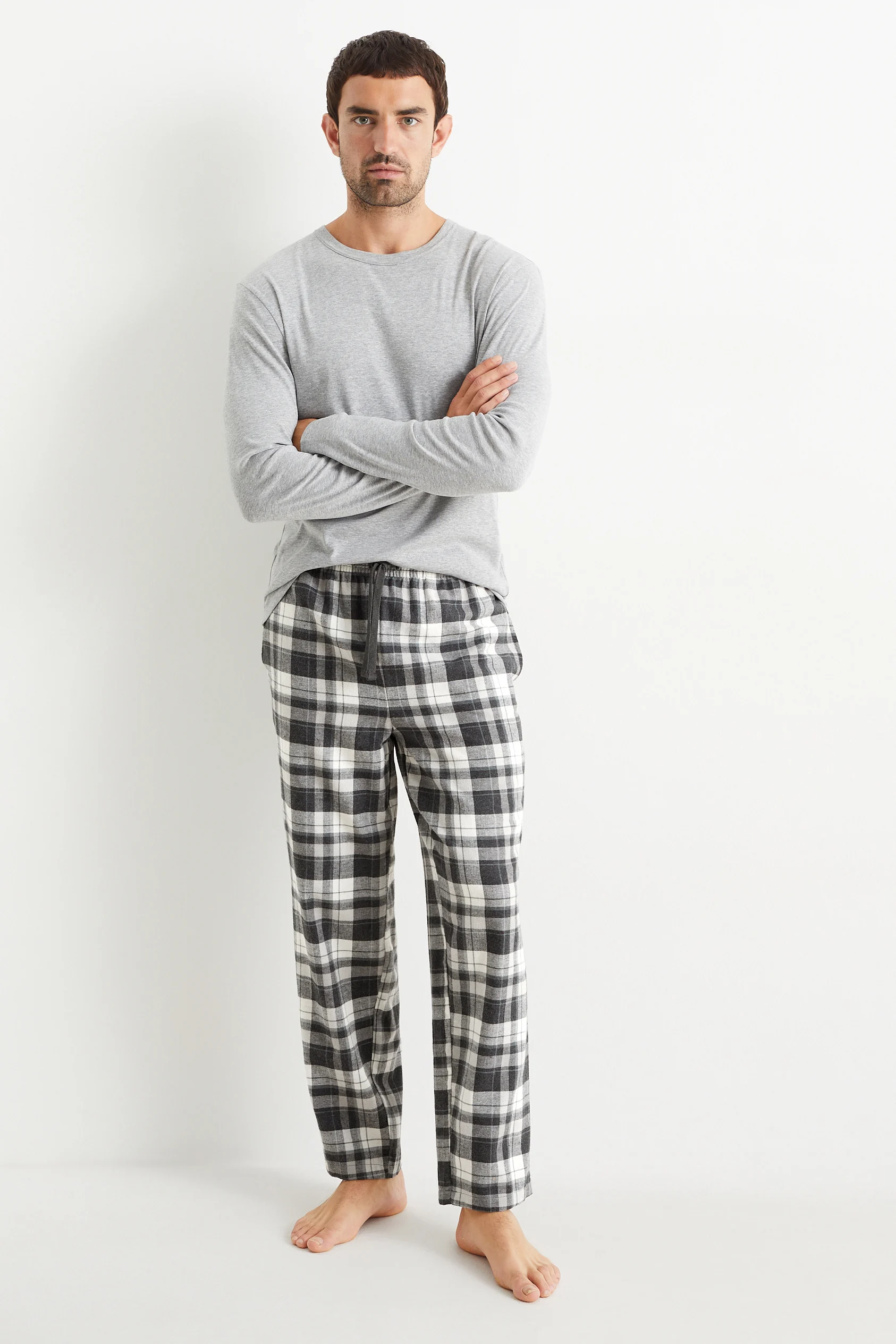 Flannel pyjama bottoms - check