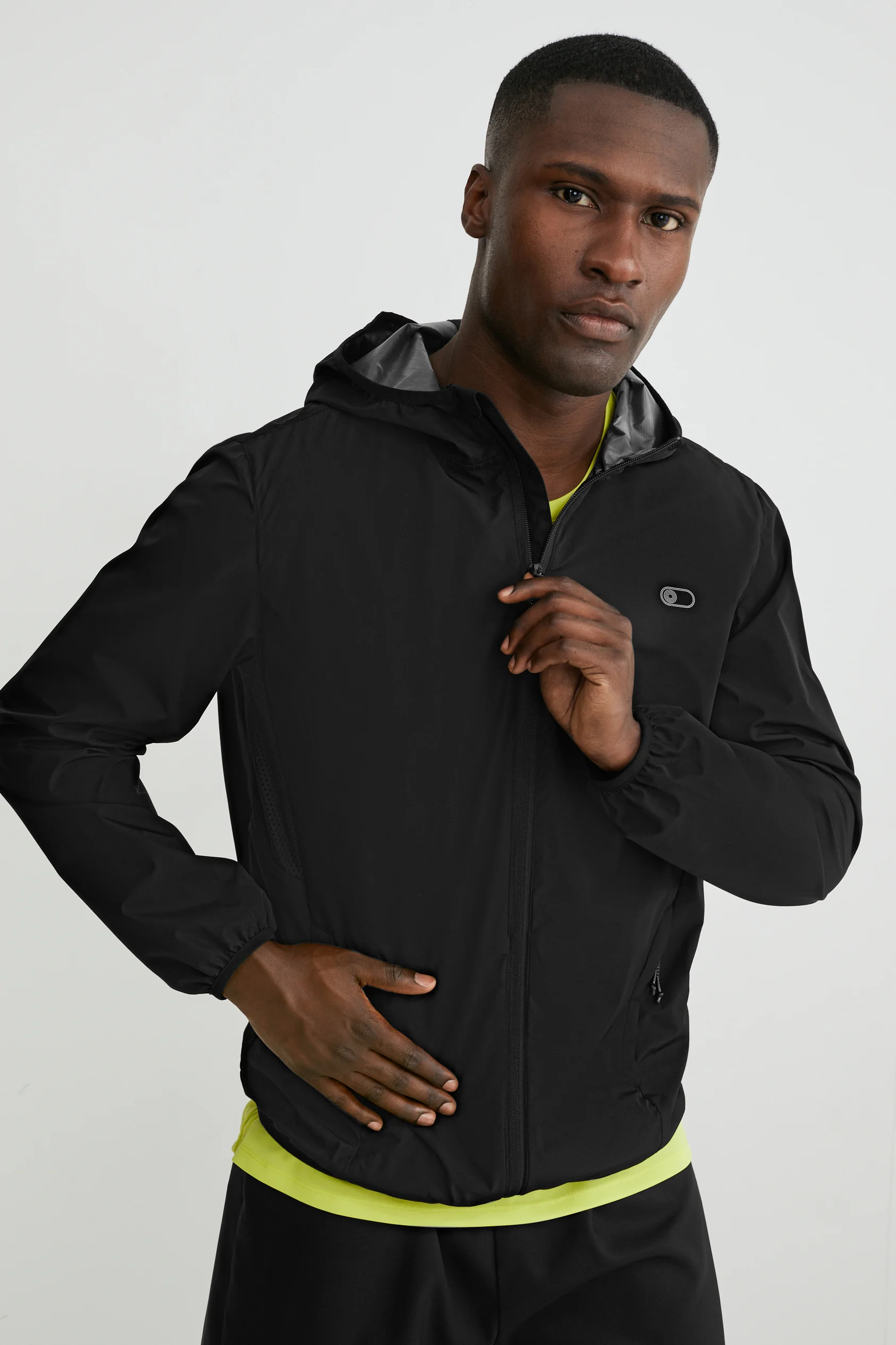 Outdoor jacket with hood