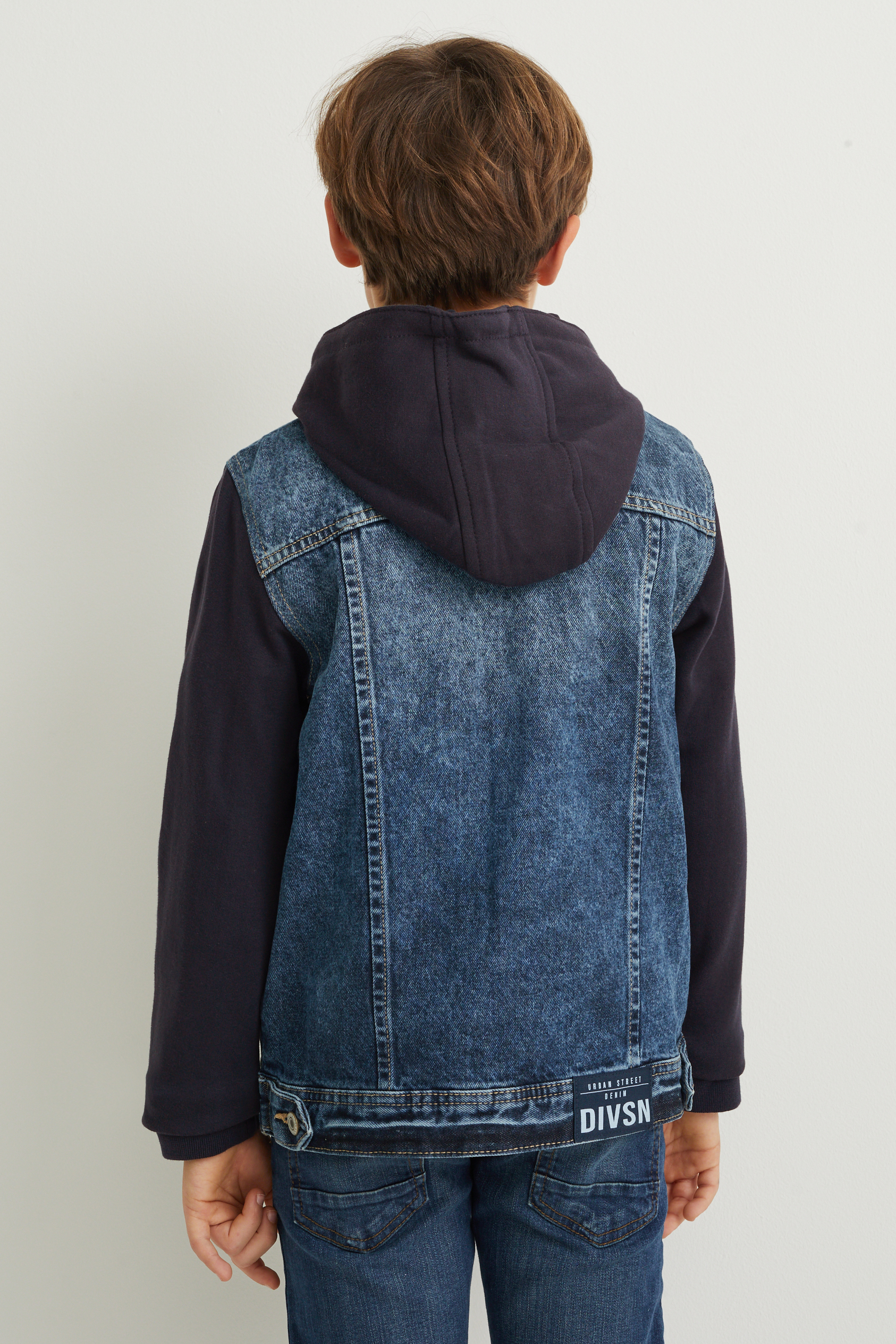 Denim jacket with hood