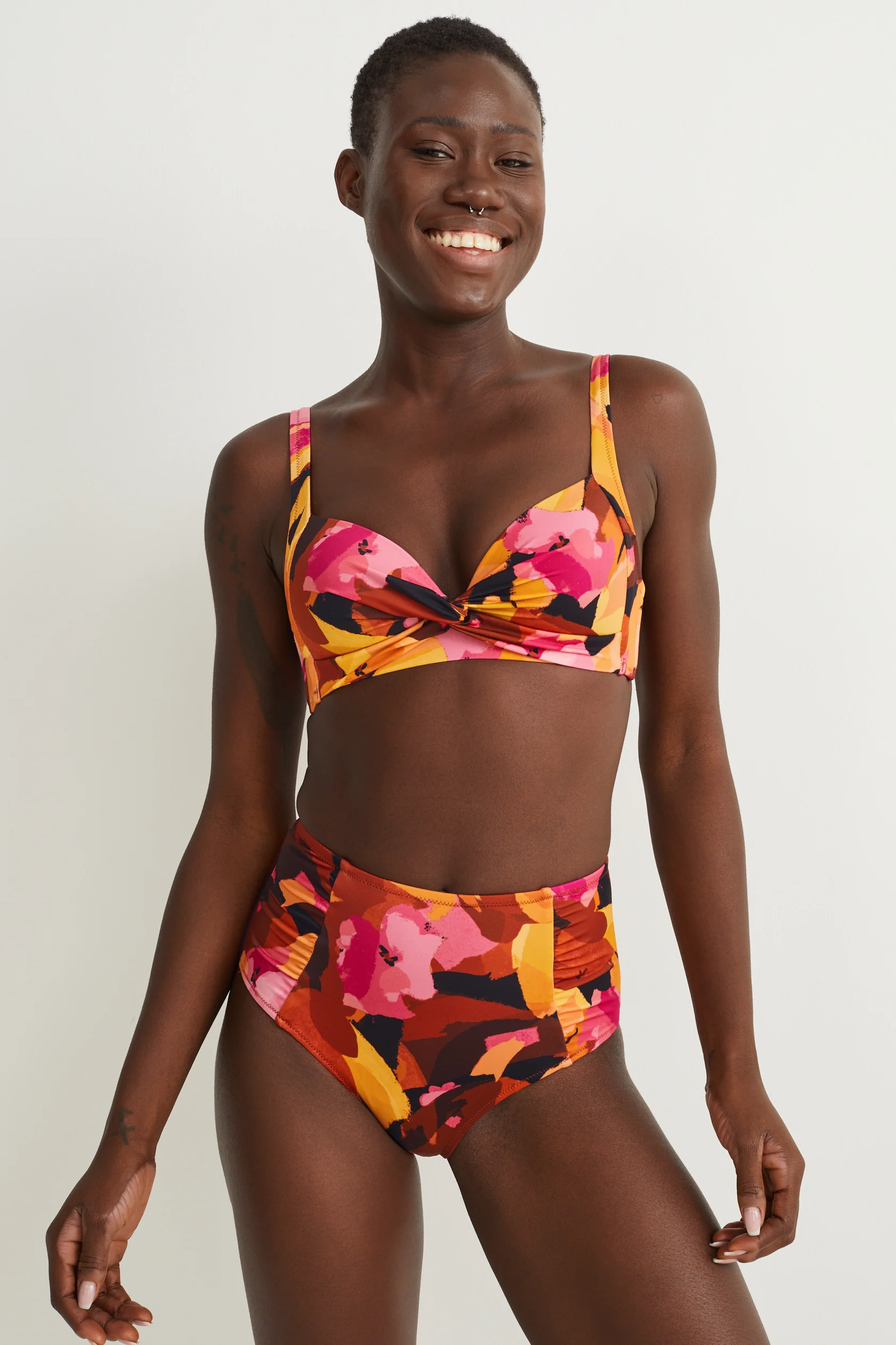 Bikini bottoms - high waist - LYCRA? XTRA LIFE? - patterned