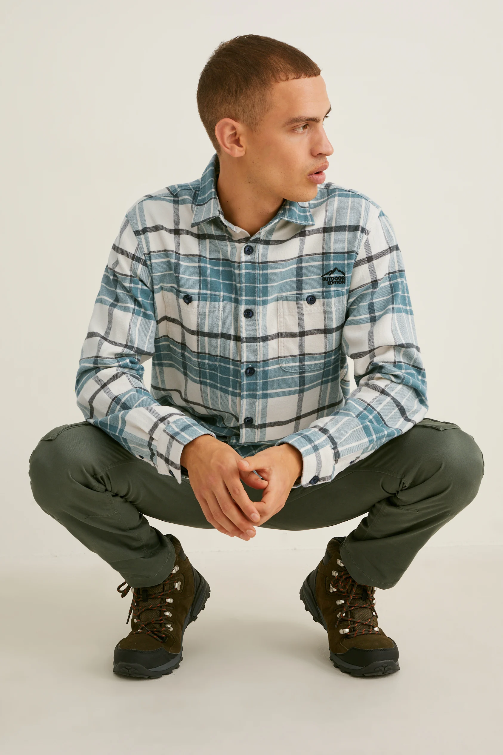 Flannel shirt - regular fit - kent collar - check