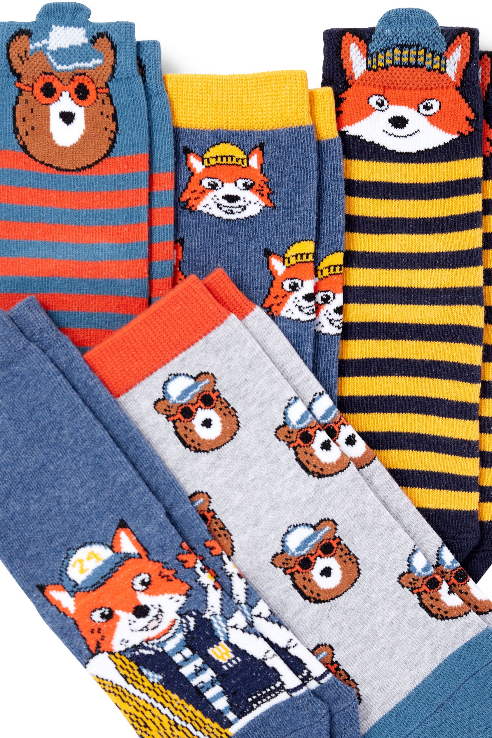 Multipack of 5 - woodland animals - socks with motif