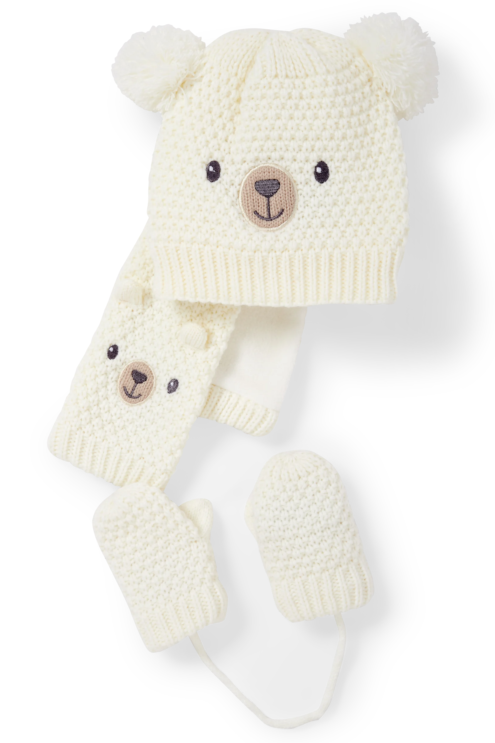 Set - baby hat, scarf and mittens - 3 piece