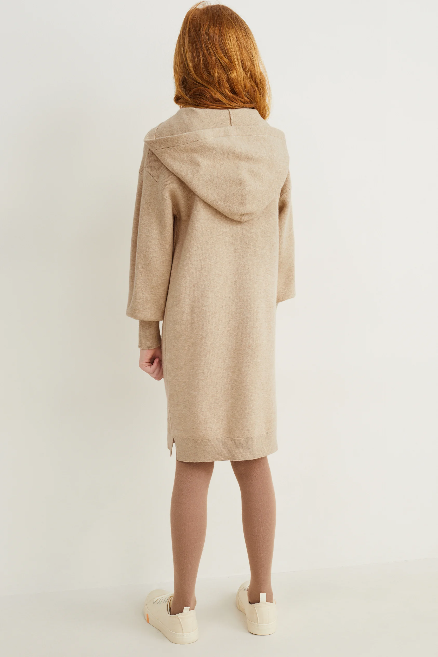 Knitted dress with hood