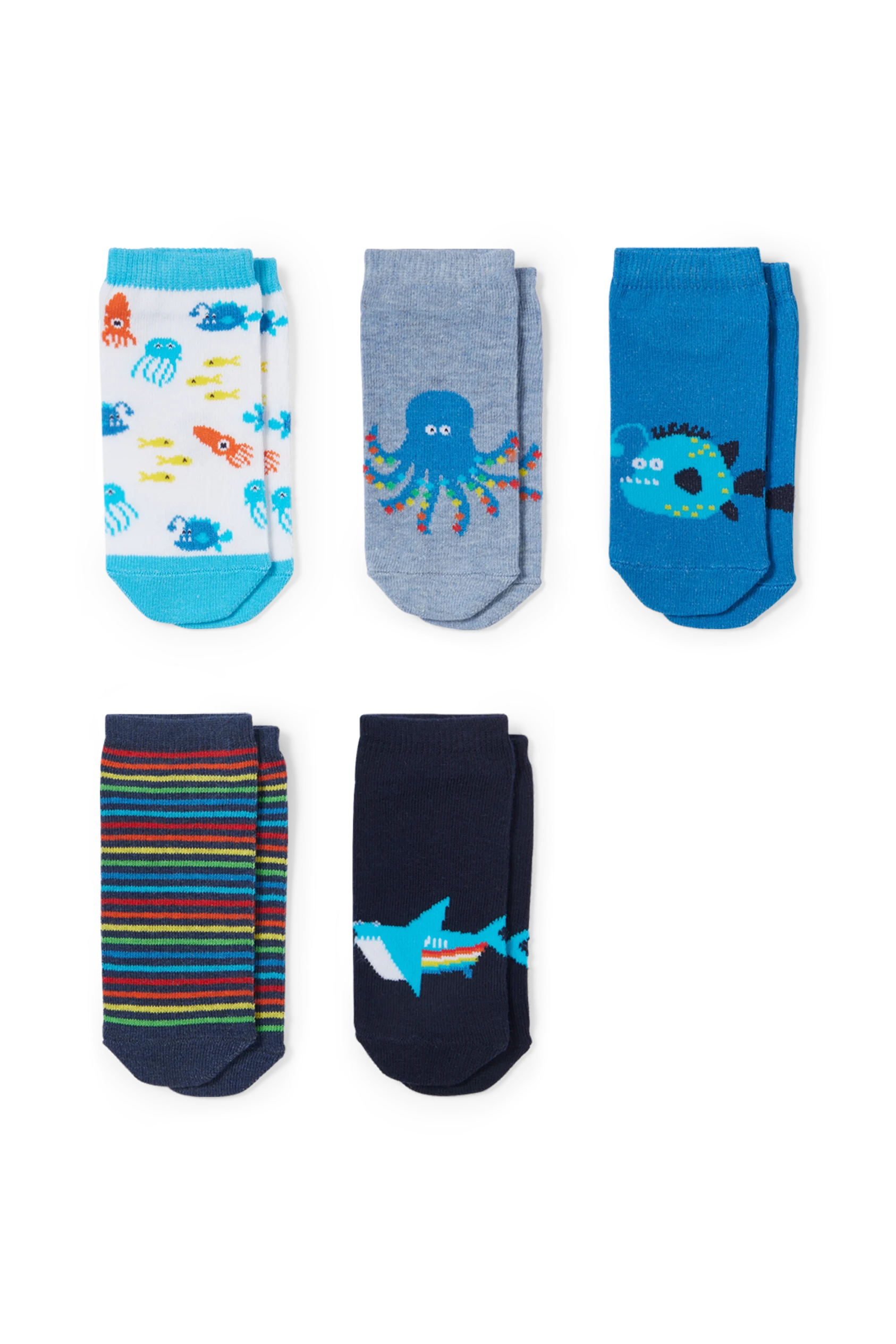 Multipack of 5 - underwater - trainer socks with motif
