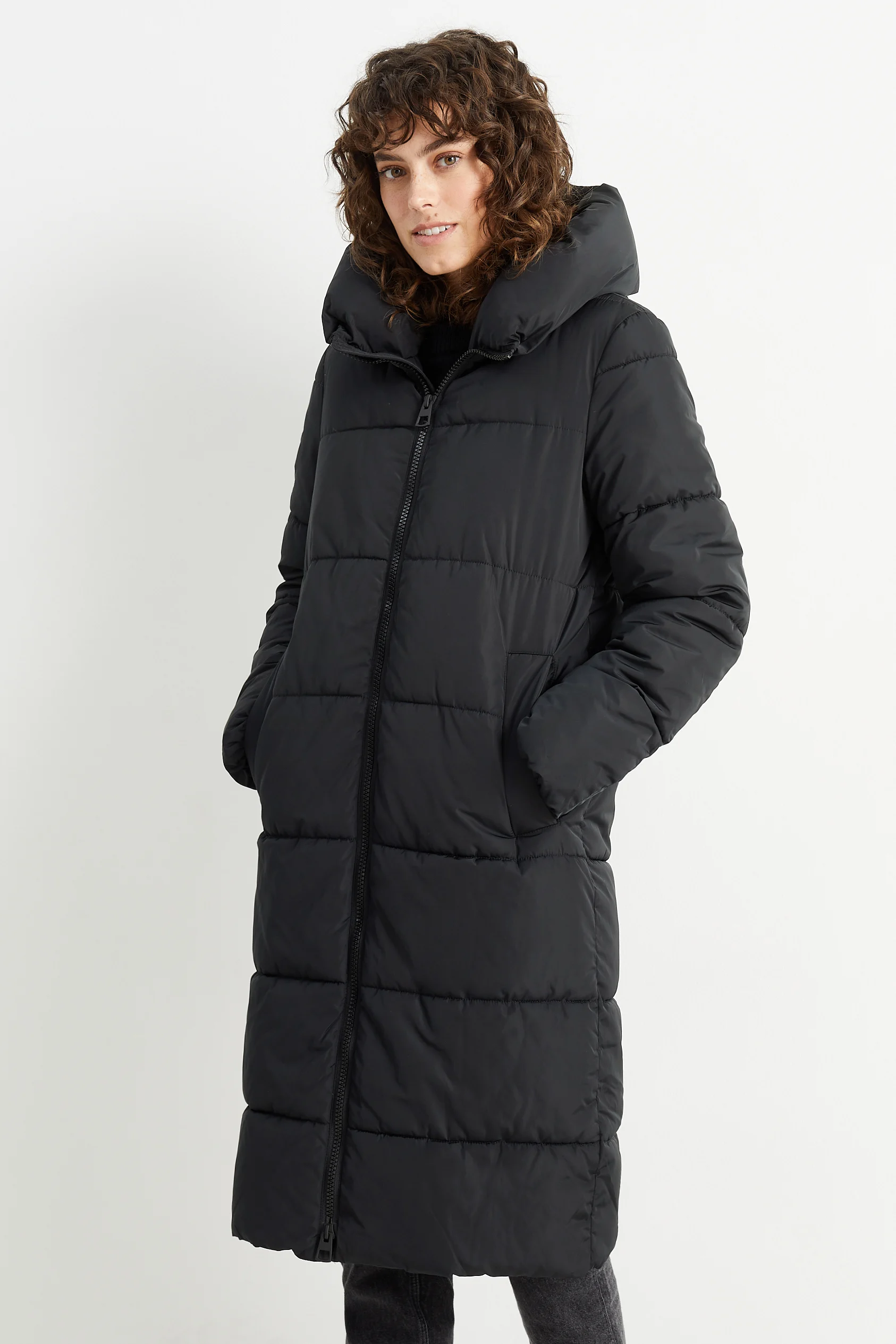 Quilted coat with hood