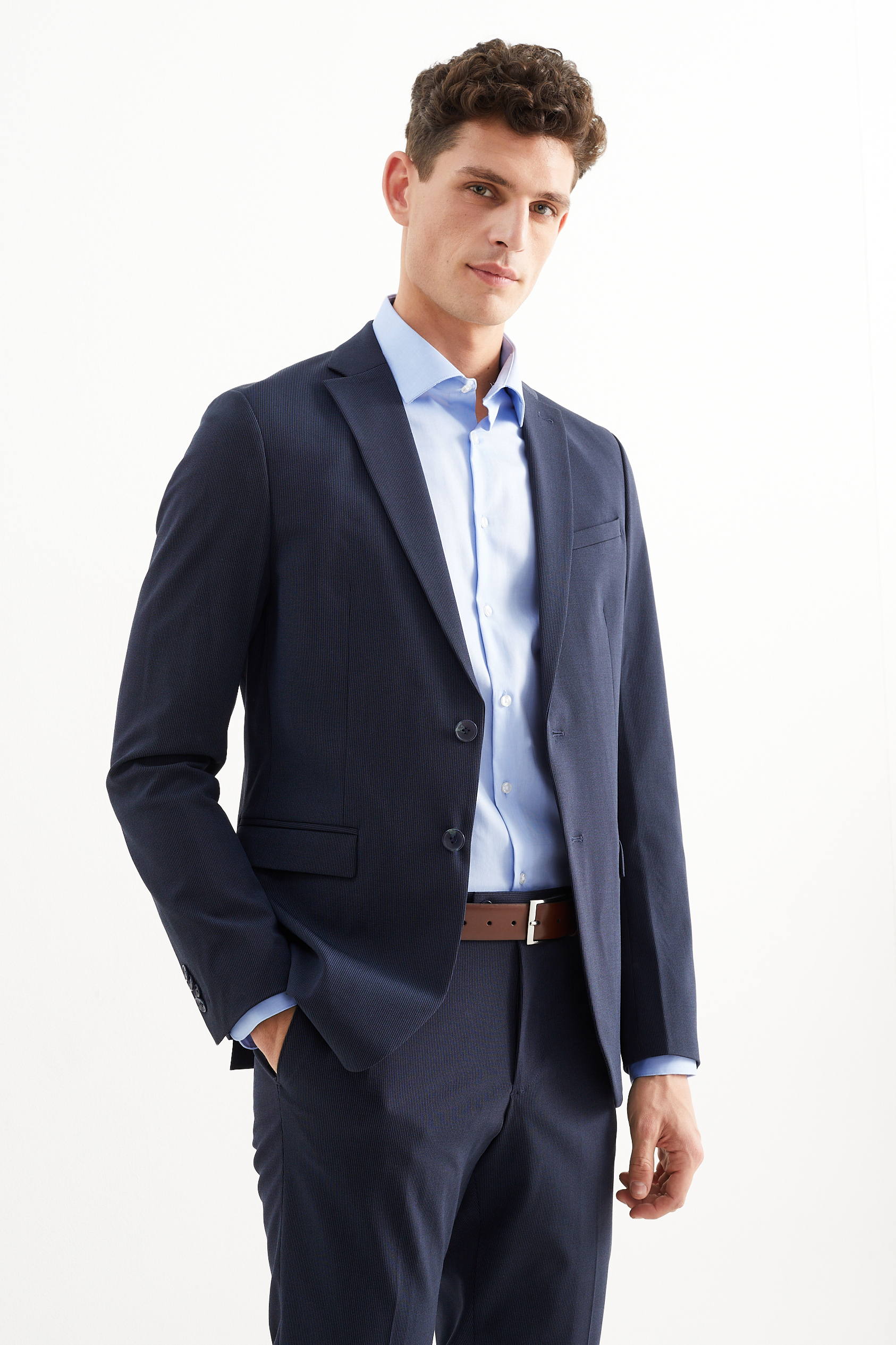 Business shirt - slim fit - cutaway collar - easy-iron